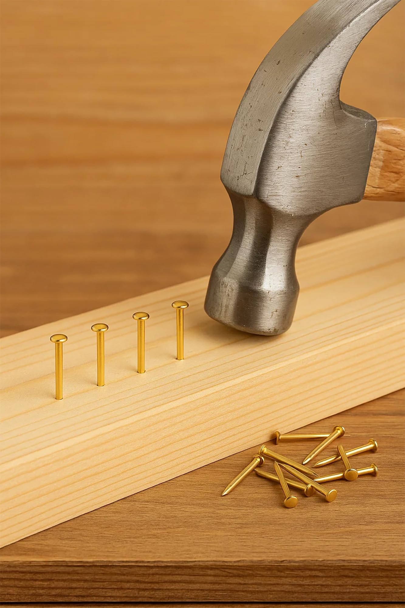 FUXXER 100 chiodi in ottone dorato, antiruggine, piccole unghie decorative, per mobili, fai da te, 20 x 2 mm
