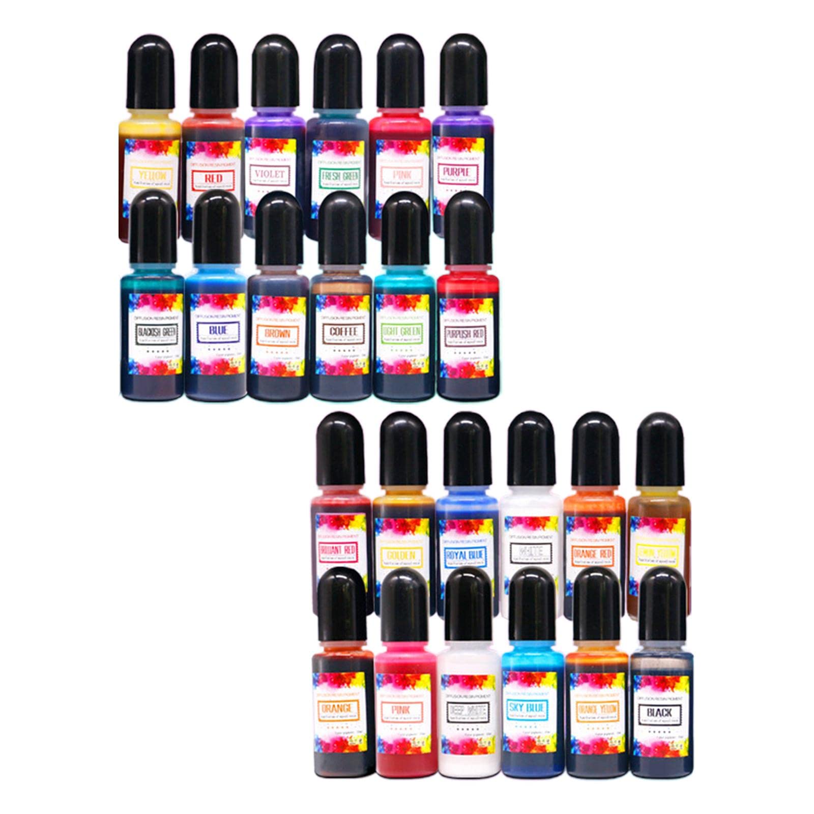 Juego de 3 24 tintas vibrantes de resina epoxi, pigmento de 10 ml, para hacer vasos y álbumes de recortes