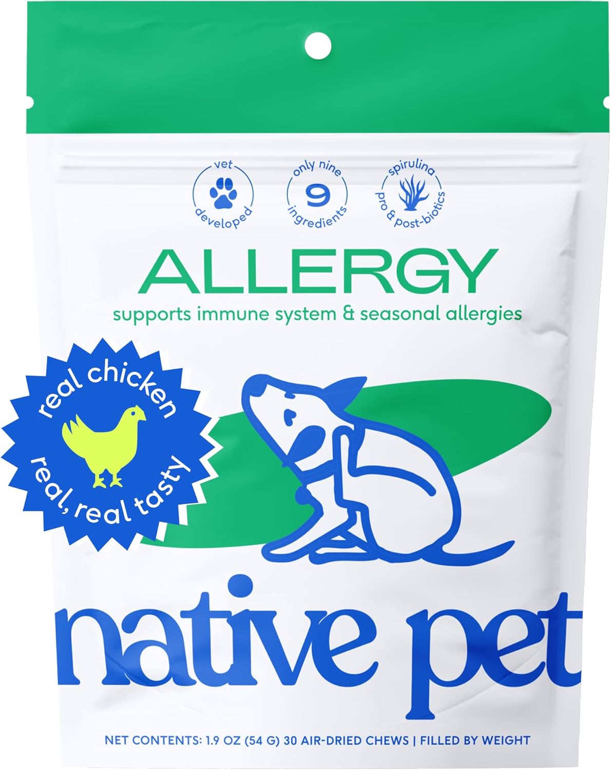 Native Pet Allergy Chews for Dogs – All-Natural Anti Itch Probiotics for Dogs – 30 Soft Chews – Allergy Supplements for Itchy Skin – Pet Health – Puppy Supplements