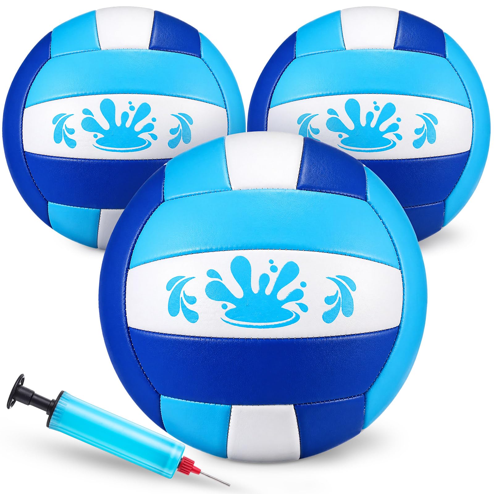Photo 1 of Leitee 3 Pcs 8.5 Inch Waterproof Soft Beach Volleyball Swimming Pool Water Volleyball with Soft Cover and Pump for Teens Adults Outdoor Indoor Pool Beach Play Training Practice(Blue)