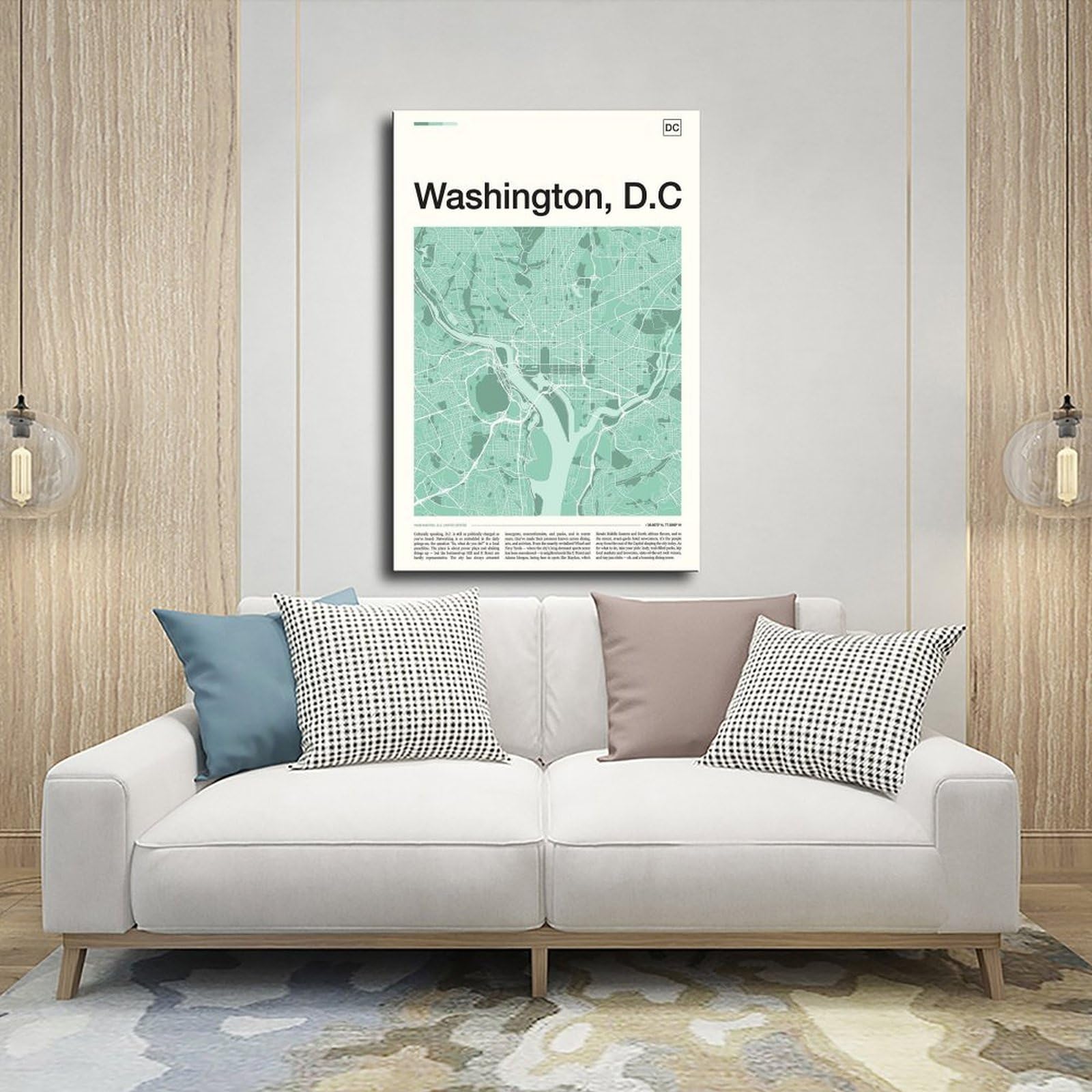 Washington DC Karte Leinwand Poster Schlafzimmer Dekor Landschaft Büro Zimmer Dekor Geschenk 50 x 75 cm