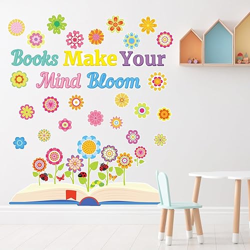 Miniatura 6 de Reading Makes Your Mind Bloom - Juego de tablones de anuncios para aula, flores de primavera, recortes de anuncios, recortes de boletines de
