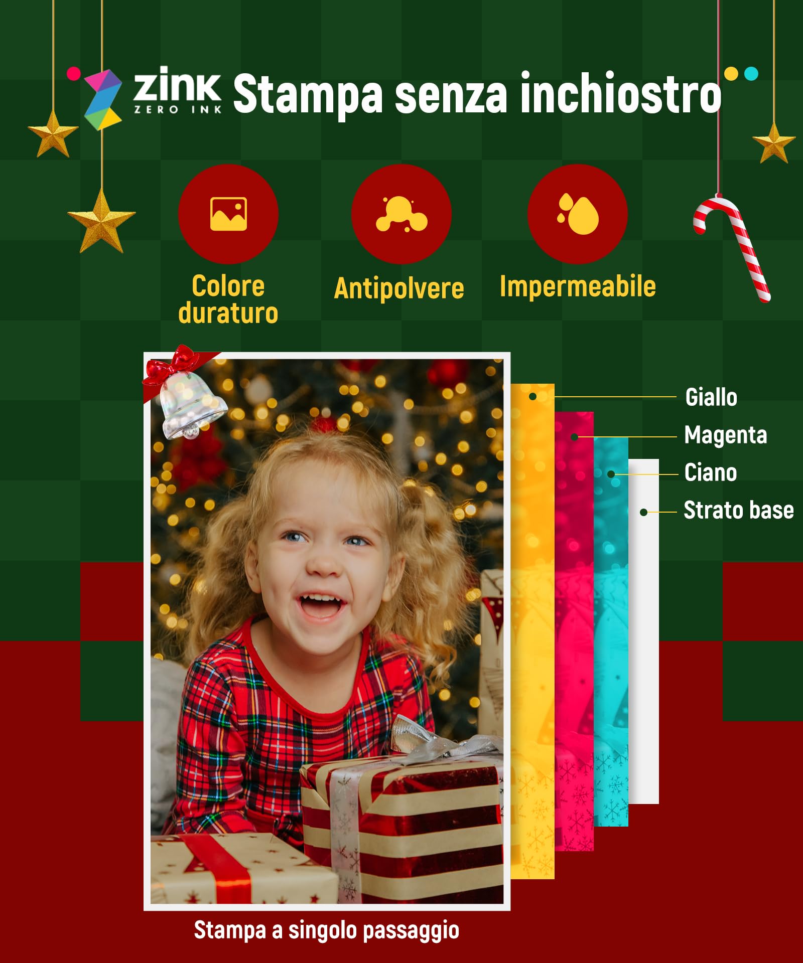 Liene Pearl K100 Stampante Fotografica, 2x3'' Mini Stampante Fotografica Istantanea con 50 Zink Carta Fotografica Adesive, Bluetooth 5.0, Compatibile con iOS&Android, Stampante Portatile