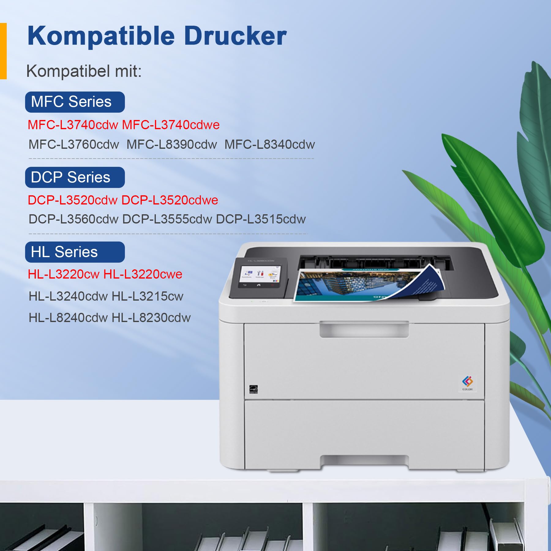 Brother TN-248XL CMYK Value Pack Toner Compatible With MFC-L3760CDW, MFC-L3740CDWE, HL-L3240CDW, HL-L3220CWE, DCP-L3560CDW, DCP-L3520CDW MY