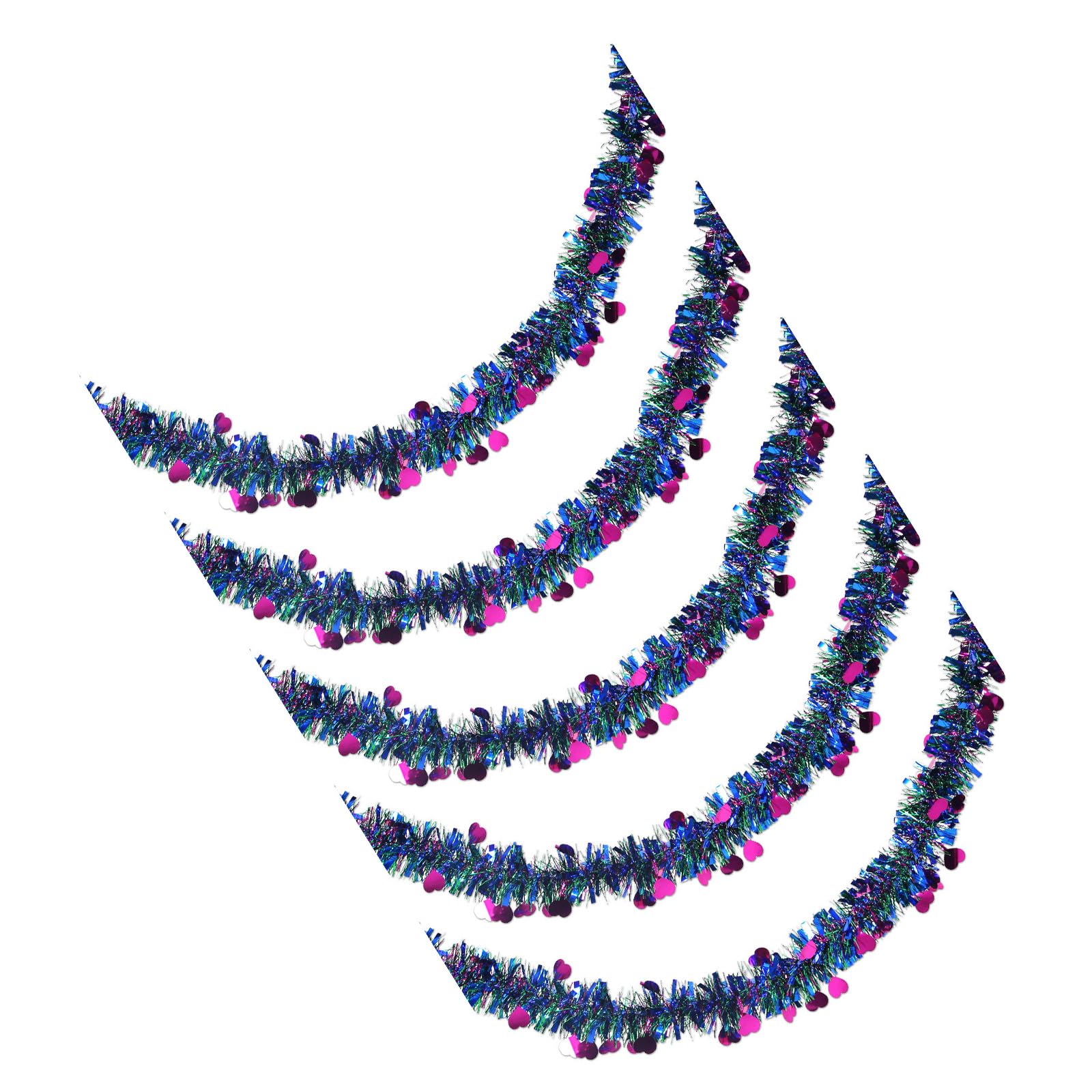 Buxuaaaa Rose Red Love Blue A 5Pcs Heart Tinsel Garlands With Colorful Stripes Multicolors Streamers For Weddings Parties Home Decoration Supplies Love Themed Hanging Ornament