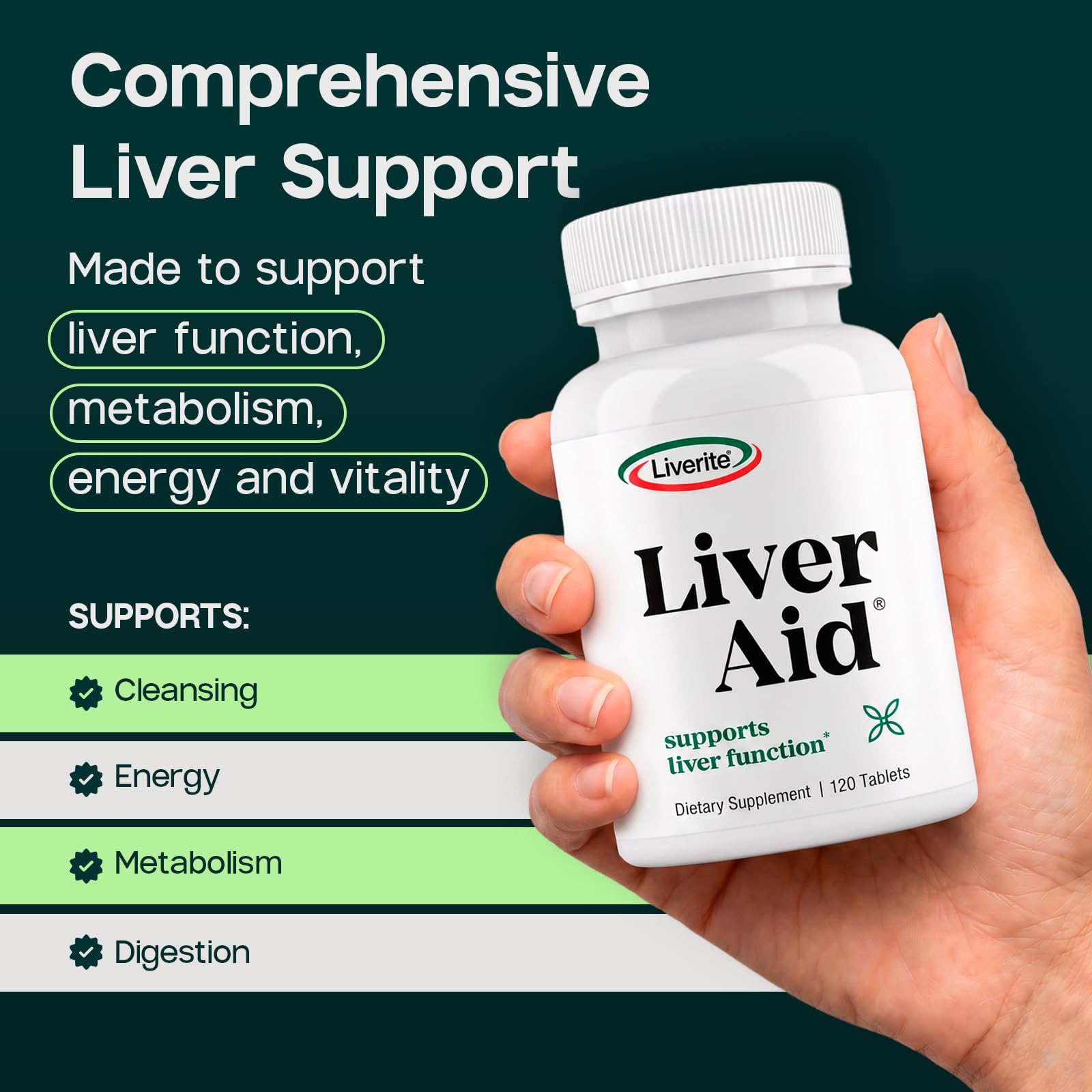 LIVERITE Liver Aid - Liver Support Supplement - 120 Tablets — Amazon image 2