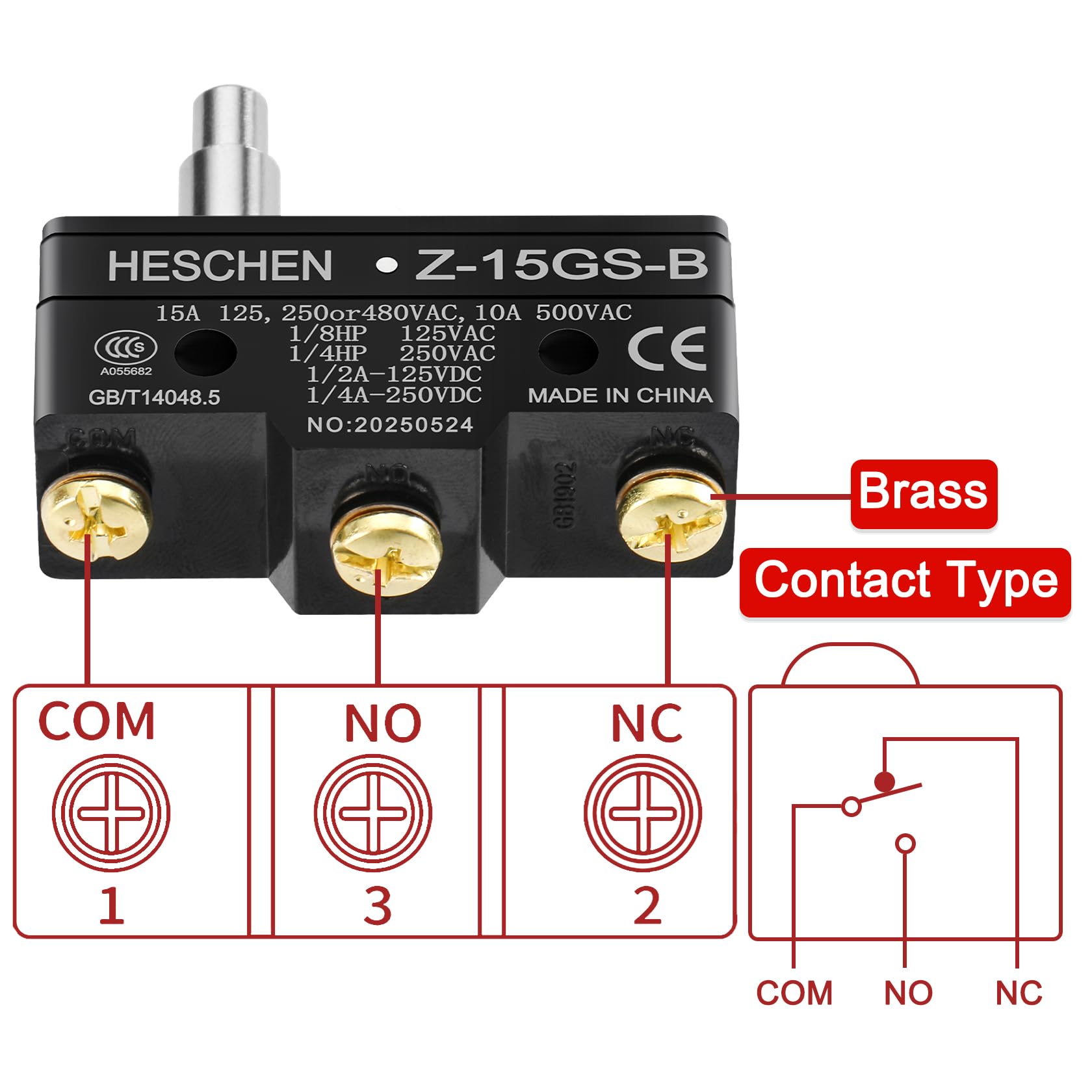 Amazon.com: Heschen Micro Switch, Z-15GS-B, Slim Spring Plunger, 3