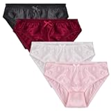Satin Bikini Panties&comma; 100&percnt; Silk Panties for Women &lpar;4-Pack&rpar;