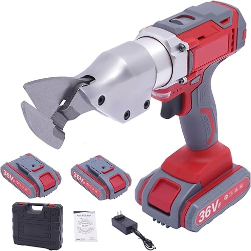 Tijeras eléctricas de metal, 36 V eléctricas inalámbricas de hojalata cortadora de hoja de metal Tijera con 2 baterías, para cortar acero