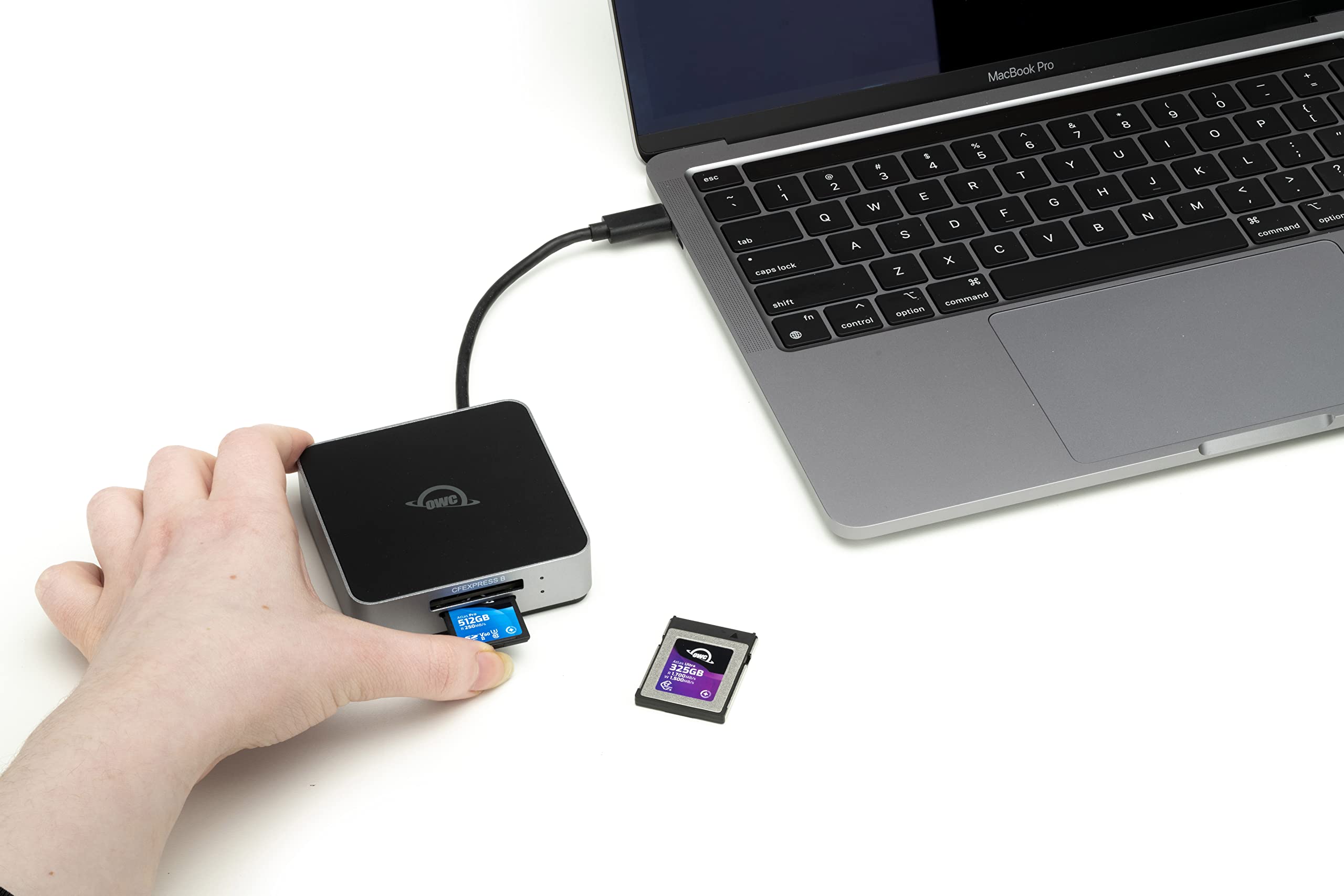 OWC Atlas Dual CFexpress + Lector de Tarjetas SD, USB-C Doble Ranura CFexpress Tipo B y SDXC UHS-II Lector de Tarjetas (OWCTCCFXBSDRDR)