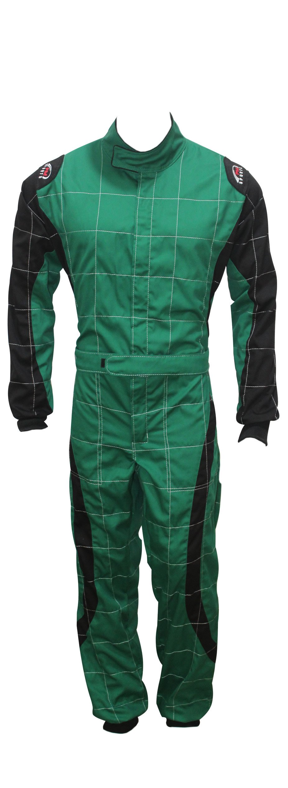Kids/Children New Karting/Race Overall/Suits Polycoton Indoor & Outdoor (Green & Black, 160) โ image 1