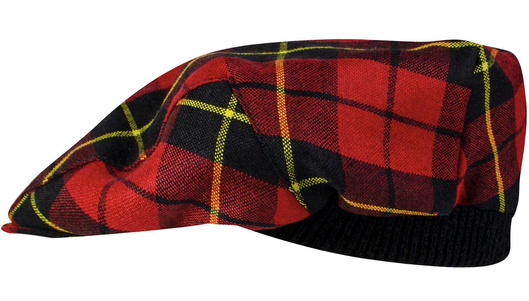 Tartan Design Flat Cap Wallace Modern Tartan Mens and Womens One Size Elasticated Band Comfort Fit Made in Scotland