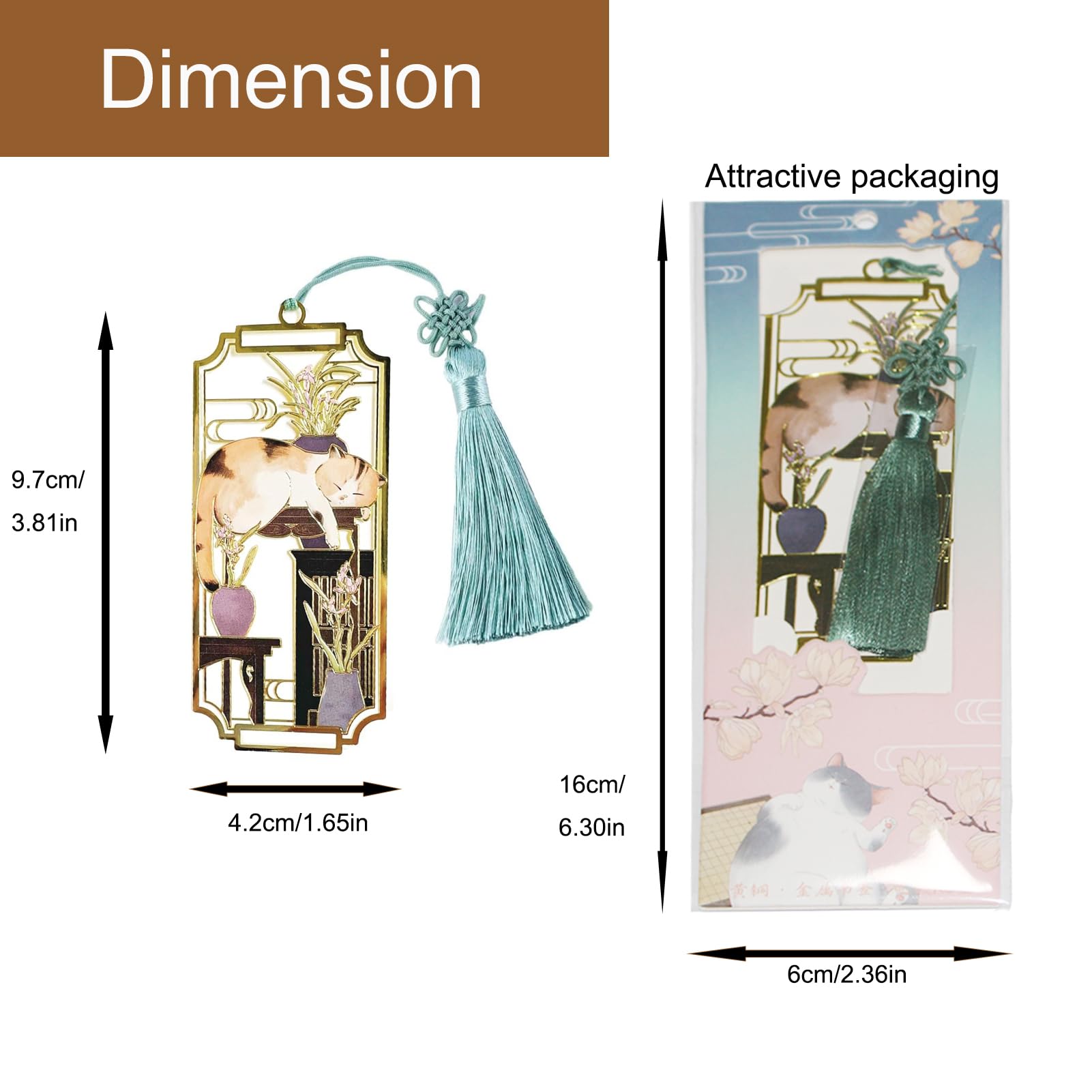 Segnalibri Gatto In Metallo Con Nappa - 2 Pezzi, Design Carino, Regalo Per Lettori E Amanti Dei Gatti - Foto 7