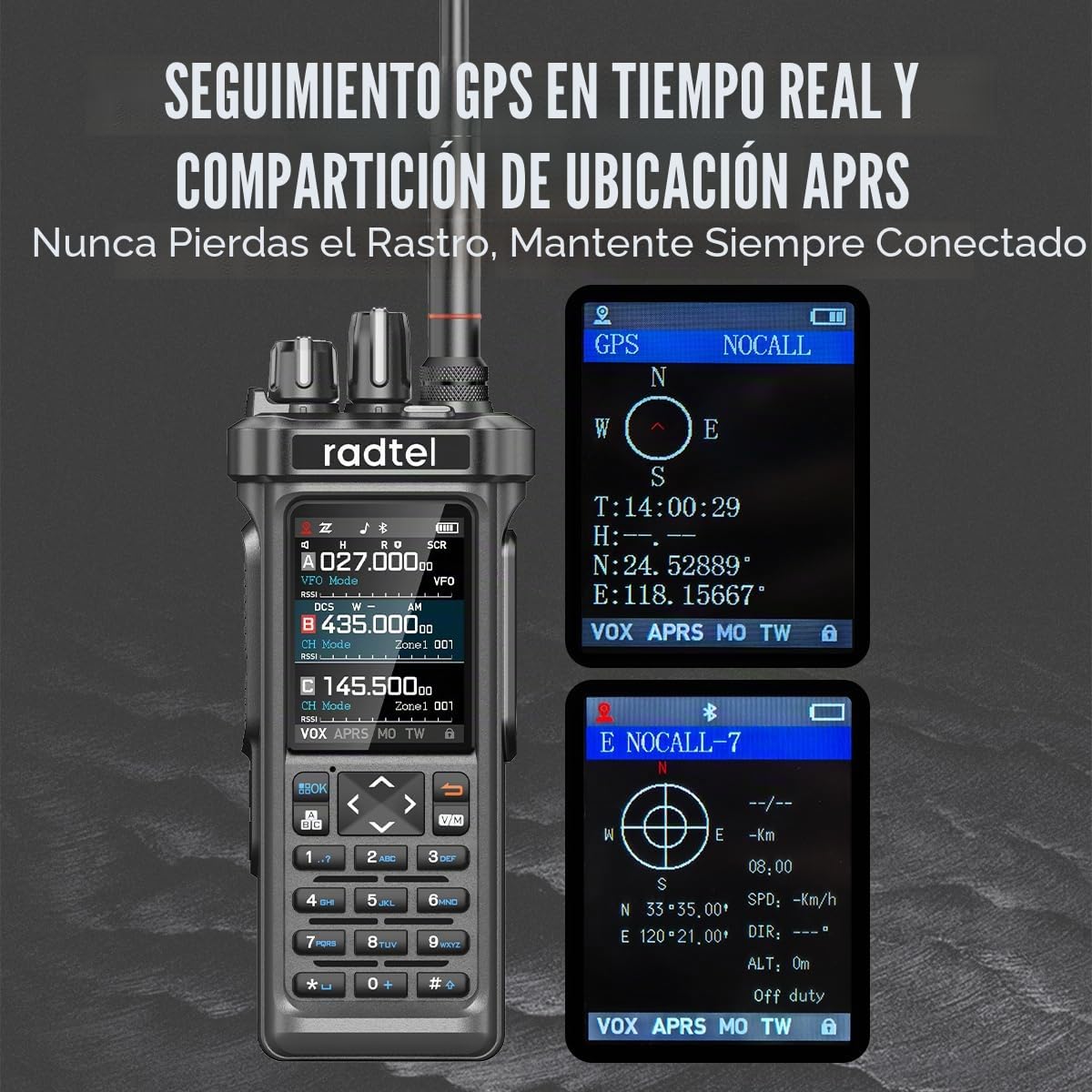 Radioaficionado Radtel RT-950 Pro GPS/APRS, walkie-Talkie portátil de Largo Alcance de 10 W, programación por aplicación Bluetooth (con Cable de programación y batería Adicional)