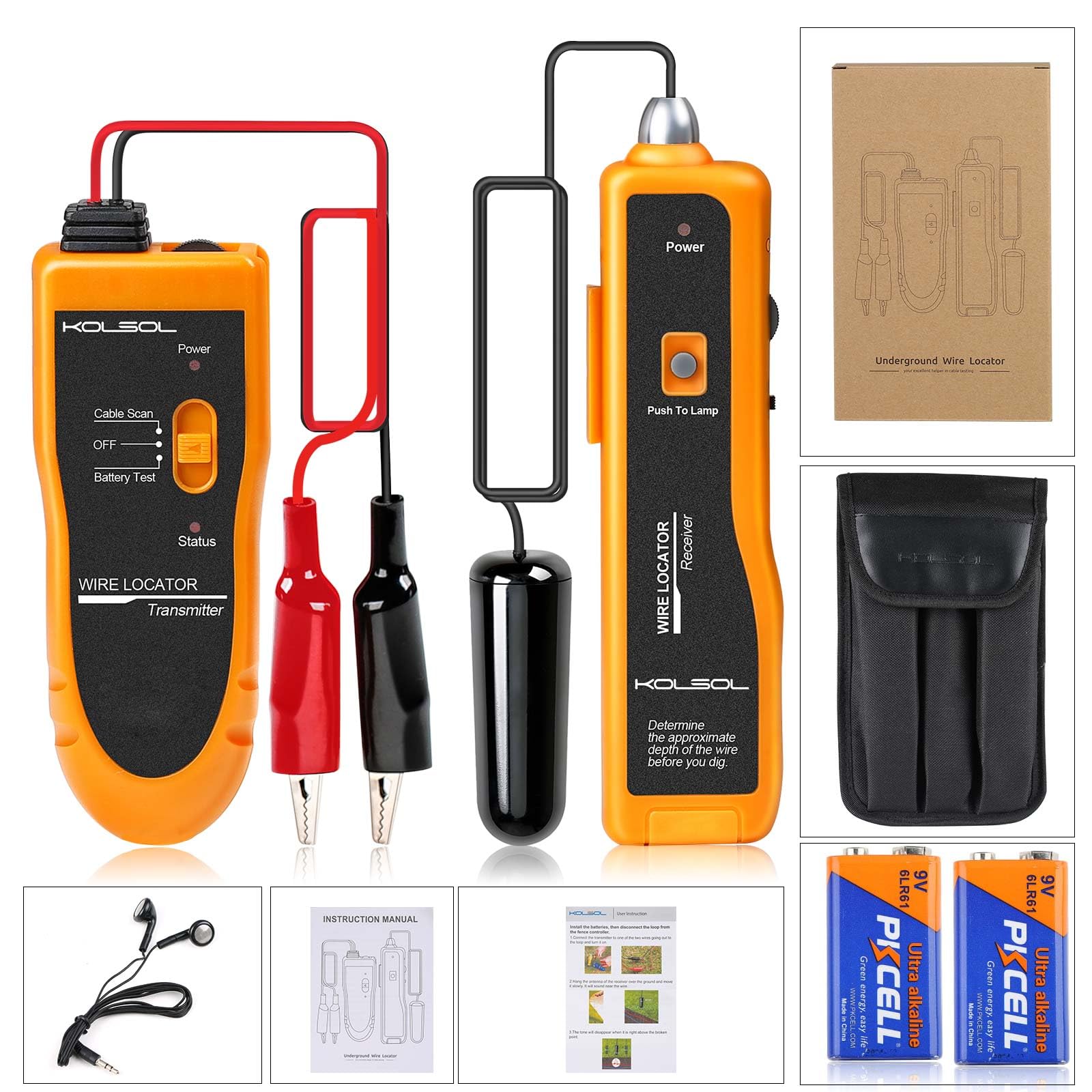 F02 Localizzatore di cavi sotterranei con auricolari, tracciatore di fili, tester recinzioni per cani, e controllo per l'irrigazione