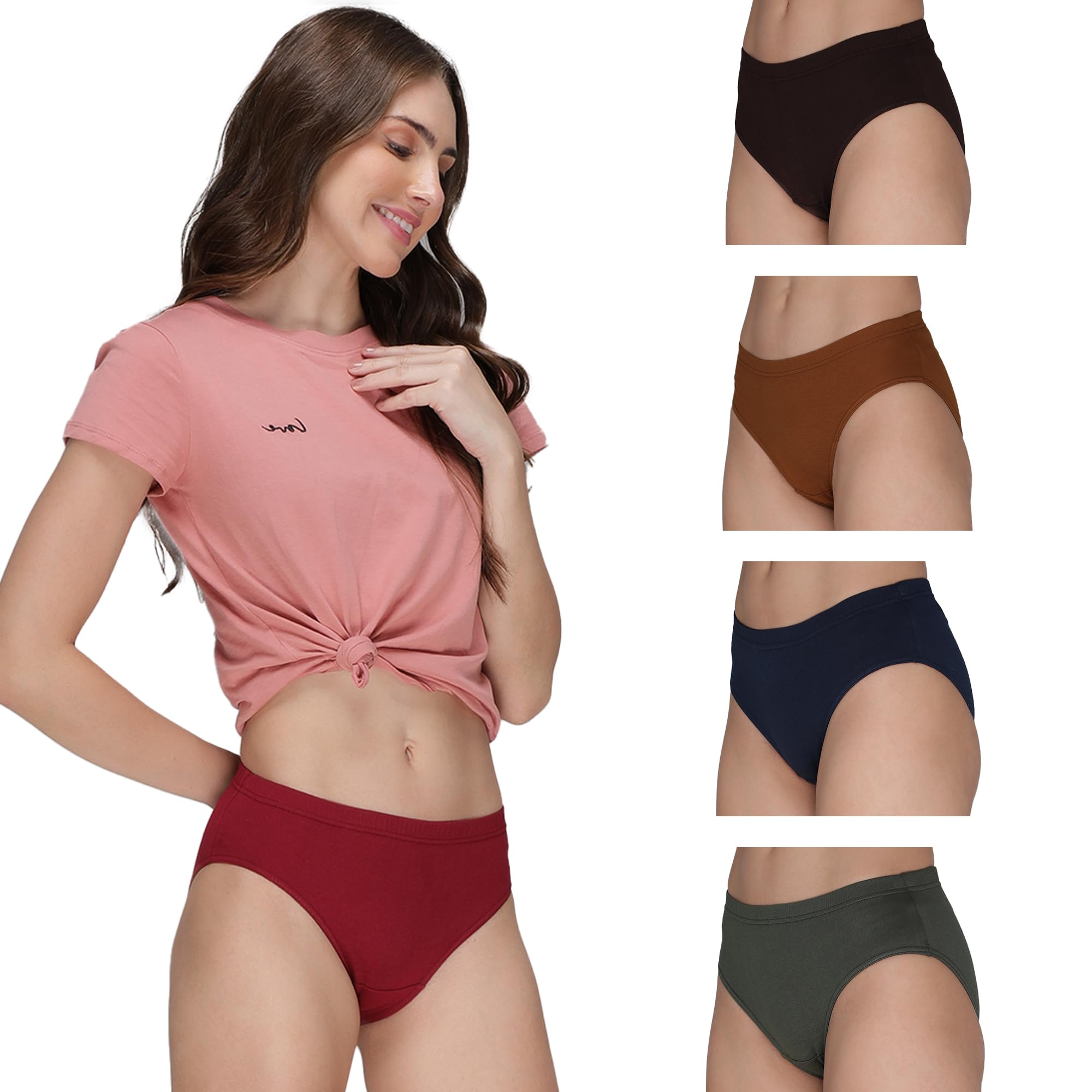 amul comfy Women's Cotton Solid Panty Inner Elastic Multicolour Combo Pack of 5-picture-38