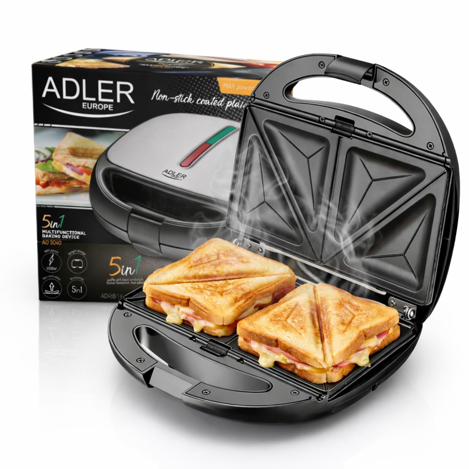 AdlerAD 3040 Multifunktions-Toaster 1200W mit 5 Funktionen