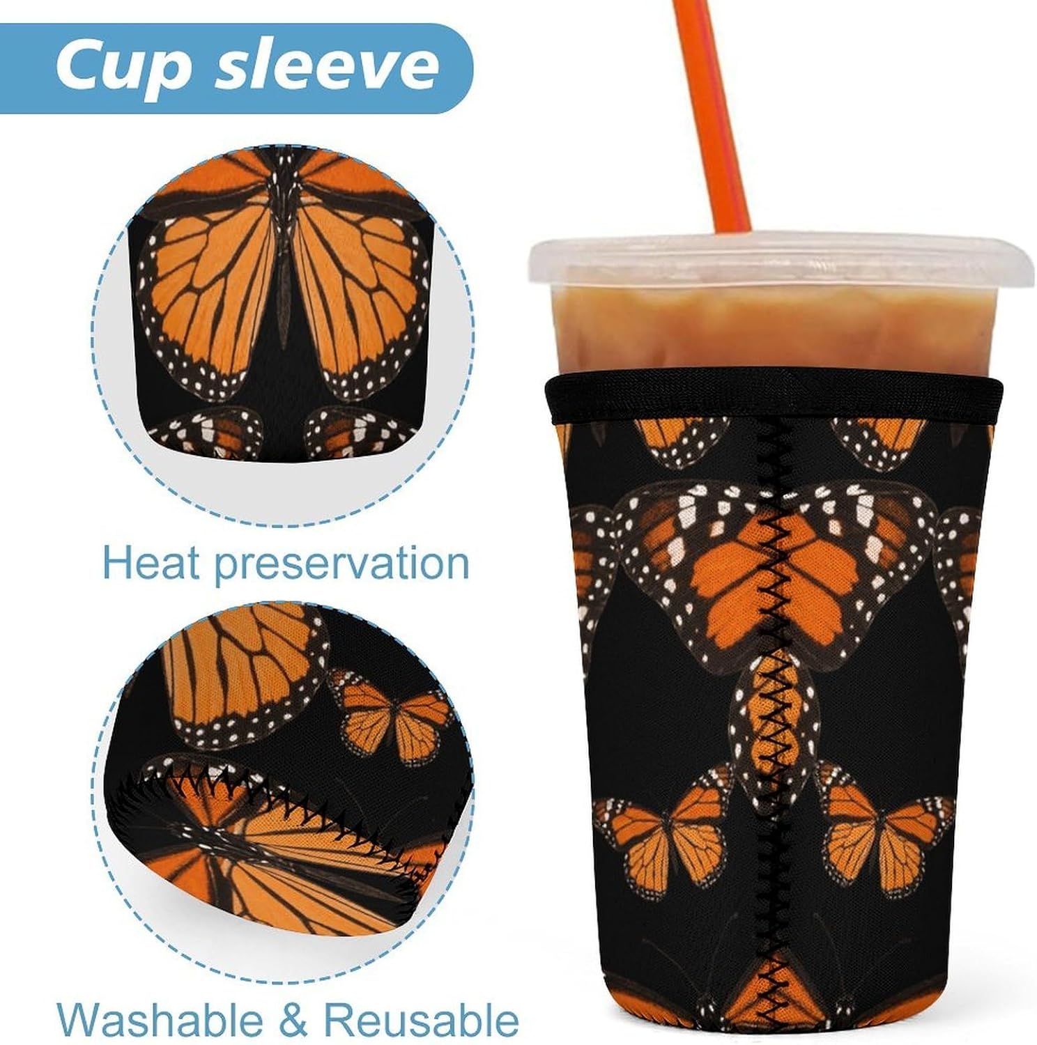 3 Pack Neoprene Cup Sleeves, Stretchy Reusable Drink Cup Cover Universal