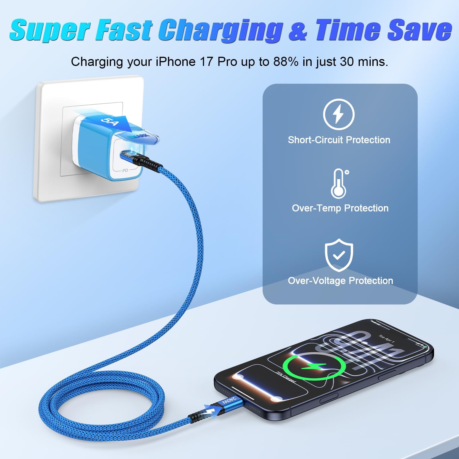 Cavo da USB C a USB C, 240 W, per Samsung S26 Ultra, 3 m, cavo di ricarica rapida tipo C, cavo per telefono Android per Samsung Galaxy S26 S26+ S25 FE Ultra Edge S24FE A57 A37 A17 A16 A36 S23 S22