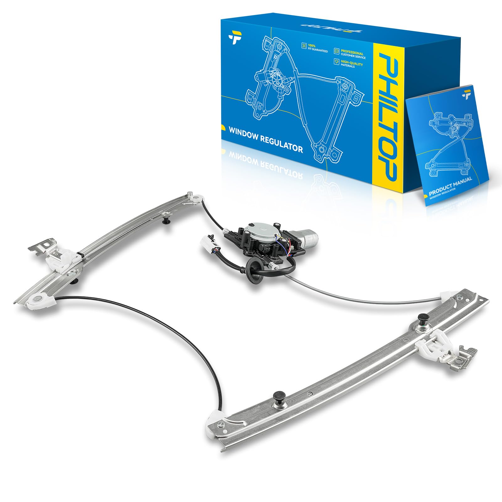 PHILTOP 741-345 Power Window Regulator w/Motor Front Right Passenger Side