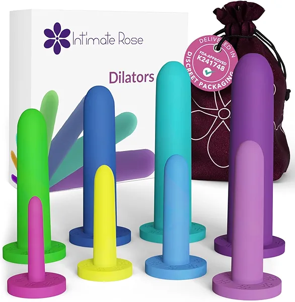 Silicone Vaginal Dilators 510k FDA Cleared - Vaginismus & Pelvic Pain Relief Dilators for Women - Full Set 8-Pack Sizes 1-8 by Intimate Rose