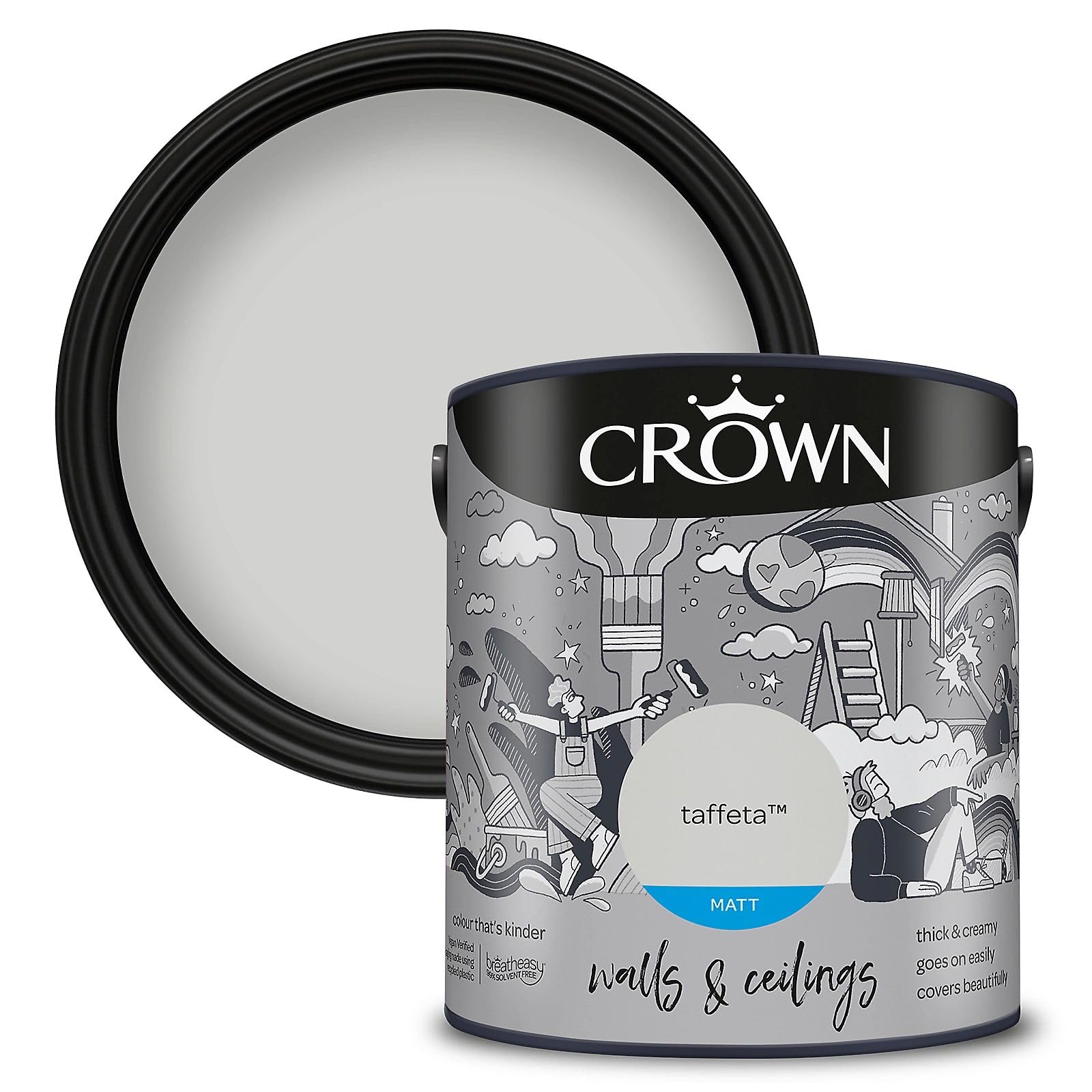 Wallpaper Empire Grey Crown Walls & Ceilings Matt Emulsion Paint Taffeta 5L – Interior Wall & Ceiling Paint