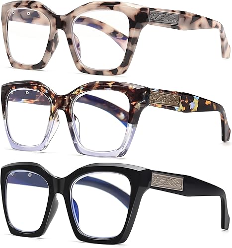 LADEESSE Bifocal Sunglasses For Women Oversized Retro Reading Sunglasses 3 Pack UV400 Sun Readers Glasses