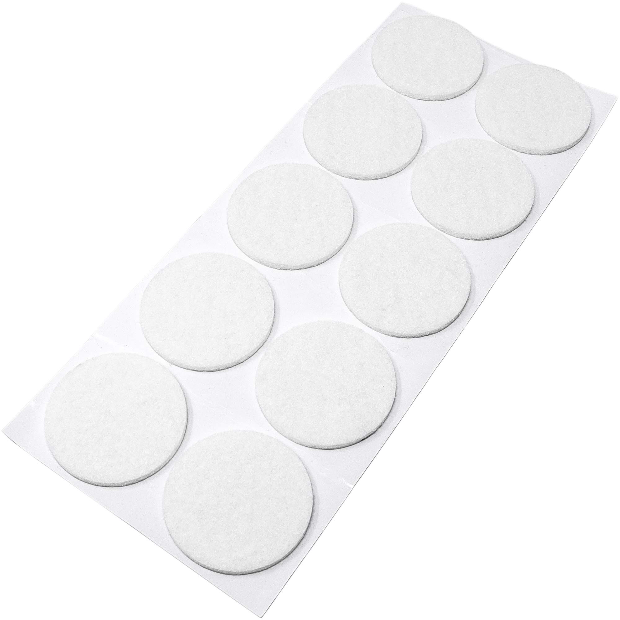 Adsamm/ 10 x self-Adhesive Felt Pads/White/ø 1.77'' (ø 45 mm) / Round / 0.138'' / 3.5 mm Thick Stick-on Furniture Felt Glides/Furniture & Chair Glides