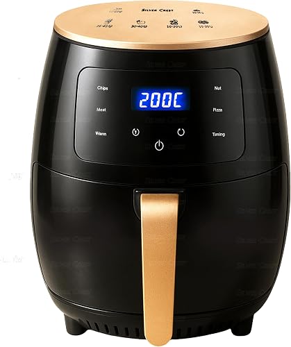 Silver Crest S-18 Air Fryer - XL Digital, Touch Screen, 4 Presets, Compact Design, for 2-4 People (Black)