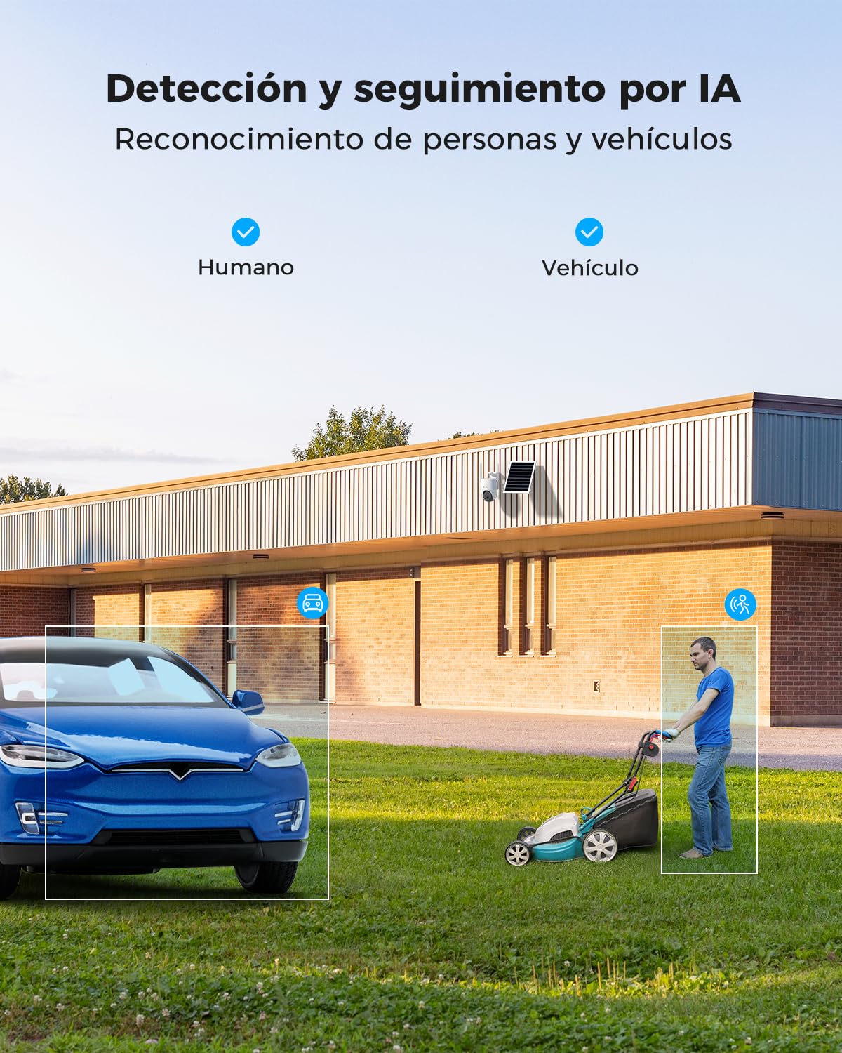 COCOCAM 24/7 Grabación AOV 4G LTE Camara Vigilancia Exterior Solar Sin WiFi, 15000mAh Batería 8W Panel Solar, 2K PTZ, Detección IA, Seguimiento IA, Visión Nocturna 30 Metros, eSIM Incluida (NO WiFi)