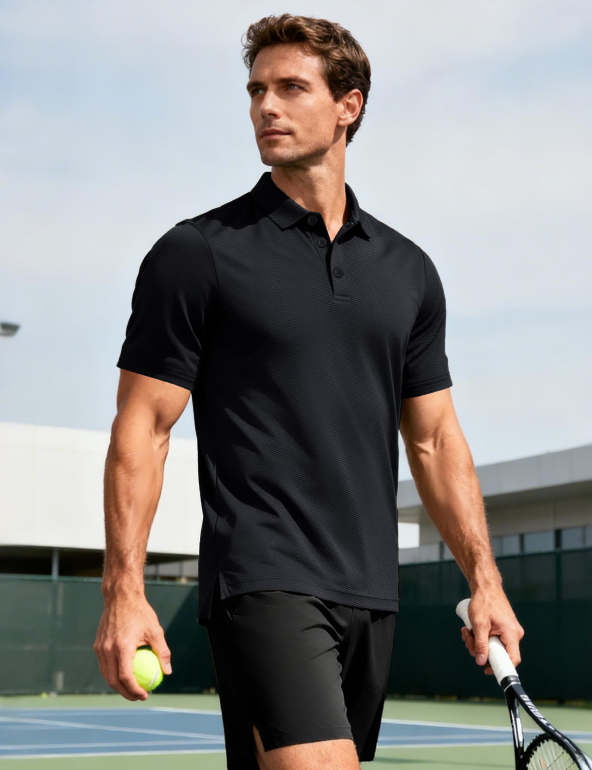 MAGCOMSEN Poloshirt Herren Kurzarm Shirt Sommer Golf Polo Atmungsaktiv Funktionsshirt Schnelltrocknend Polohemd Outdoor