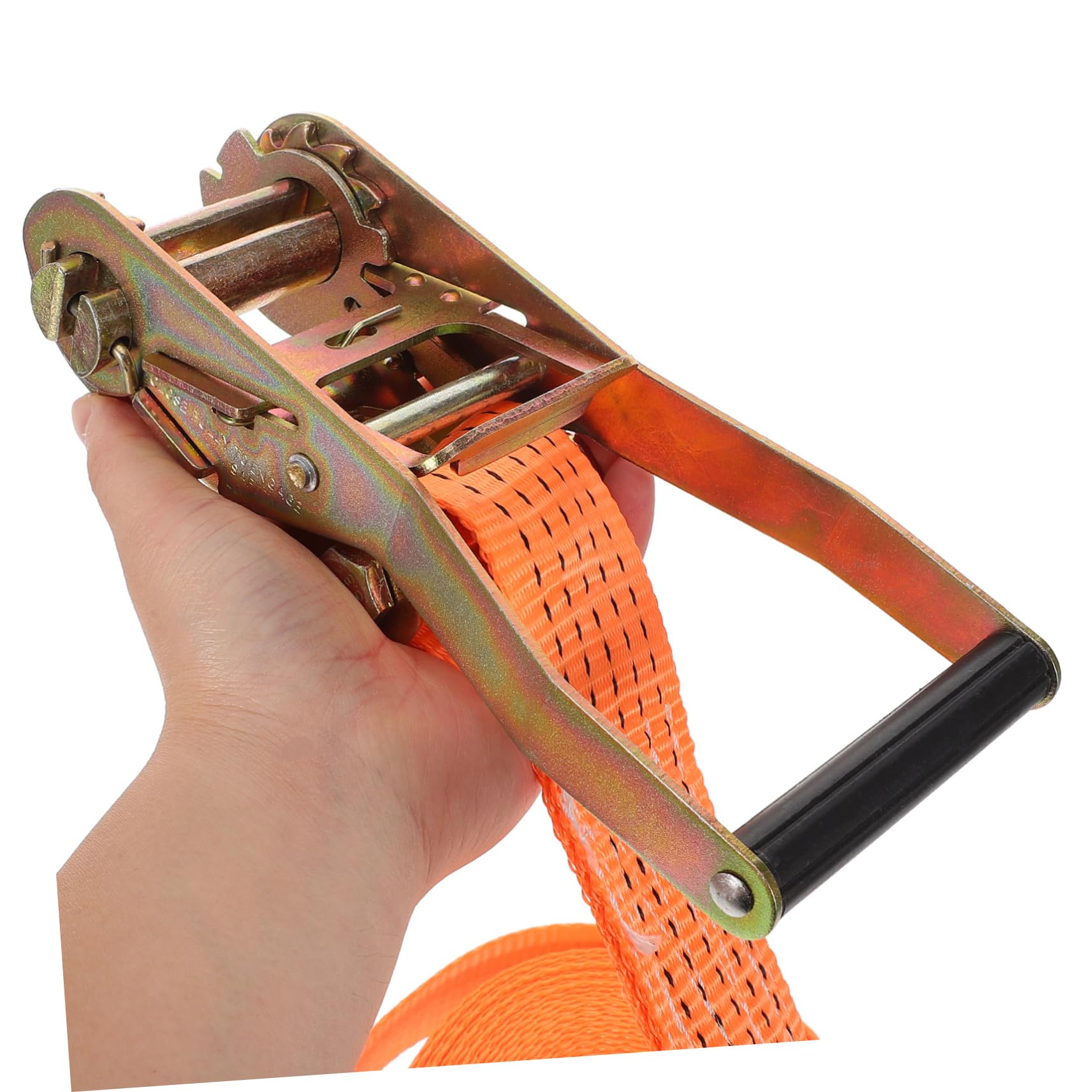 Sangle à Cliquet 3 Ton en Polyester et Métal, Orange | Multi-usages pour Bagages et Chargement, Serrage à Cliquet, Maintien Fiable