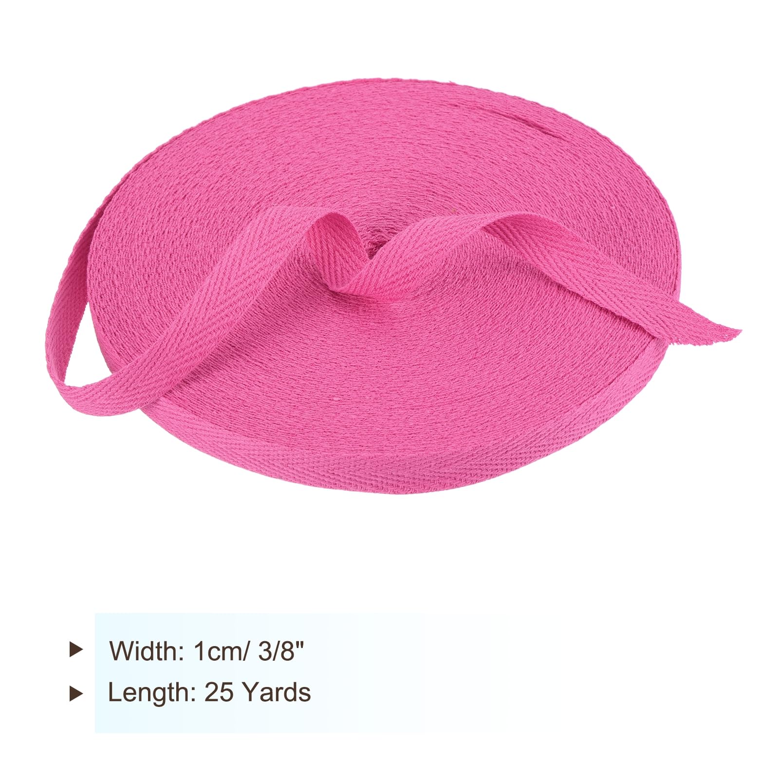 PATIKIL Cotton Twill Tape 3/8 Inch 25 Yards Cotton Ribbon Bias Binding Tape Herringbone Webbing Trim for Sewing Gift Wrapping Craft DIY Rose - Image 2