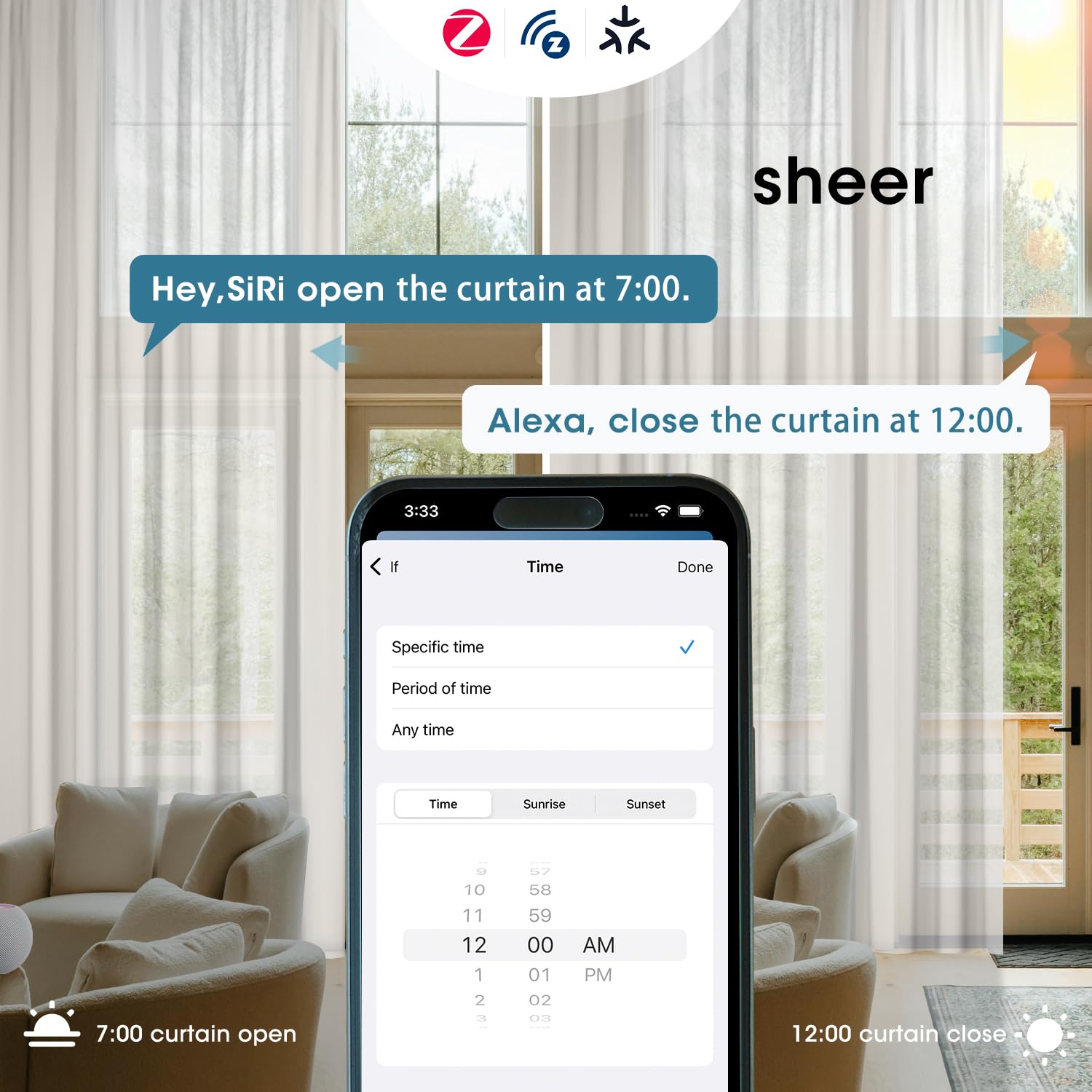 Motorizado Sheer Phantom Bli | Abridor de ventana eléctrico inteligente para HomeKit | Cortinas con cable duro y puertas correderas de armario | Diseño moderno Automat