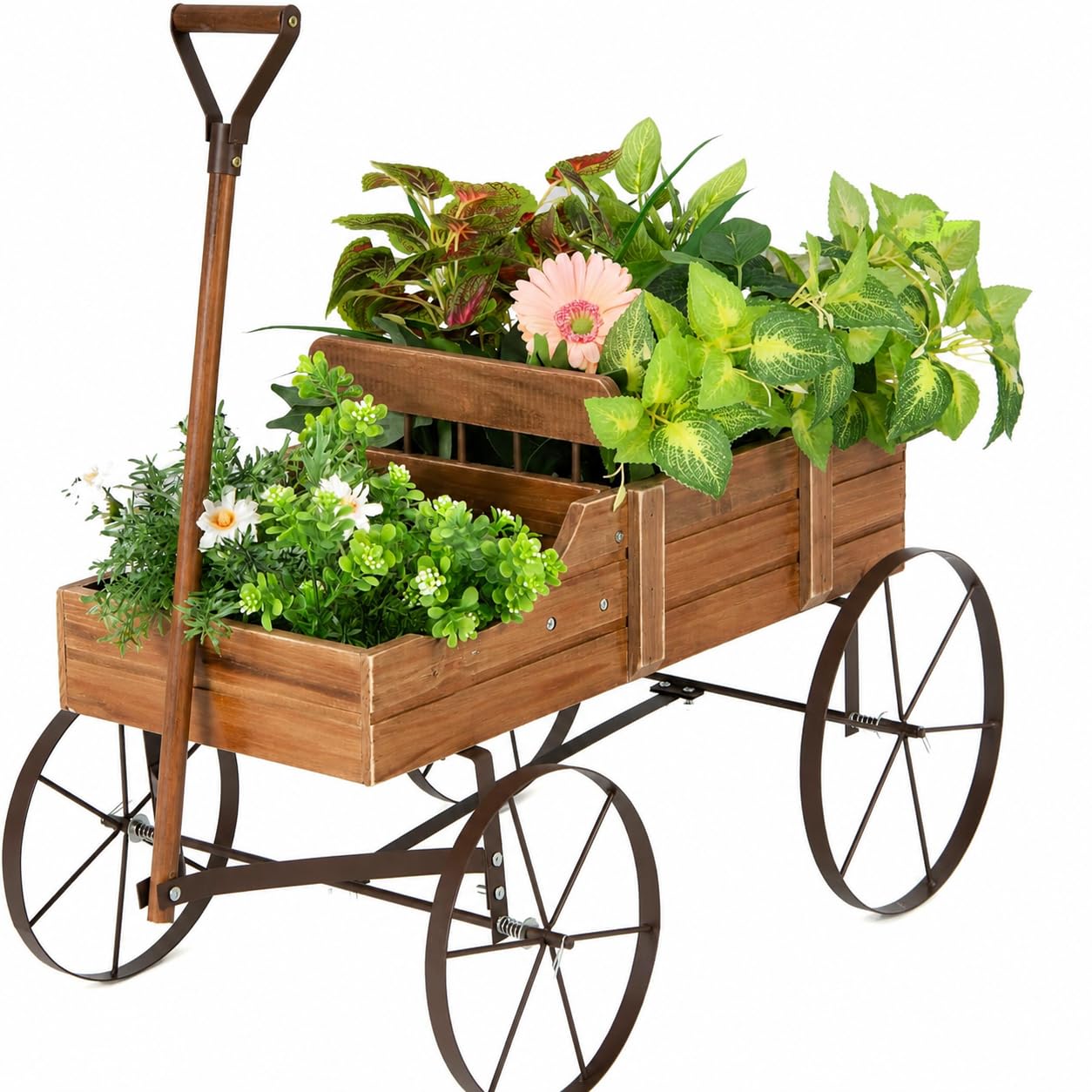 Amazon.com : DORTALA Wood Wagon Planter, Outdoor Garden Flower