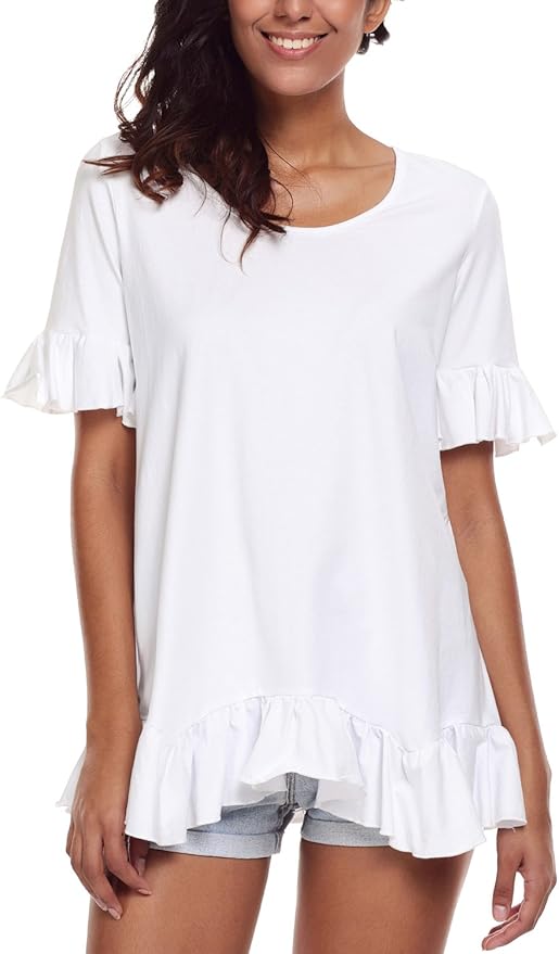 White flowy top short sleeve Clearance