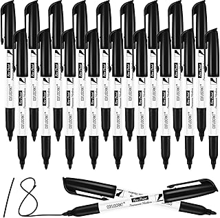 coruscant Fine Point Permanent Markers Bulk, 18 Pack Quickly Drying, Waterproof, Smudge-proof, Fade Resistant Ink for Writing, Labeling on Plastic, Metal, Wood, Glass, Stone for Home Office School