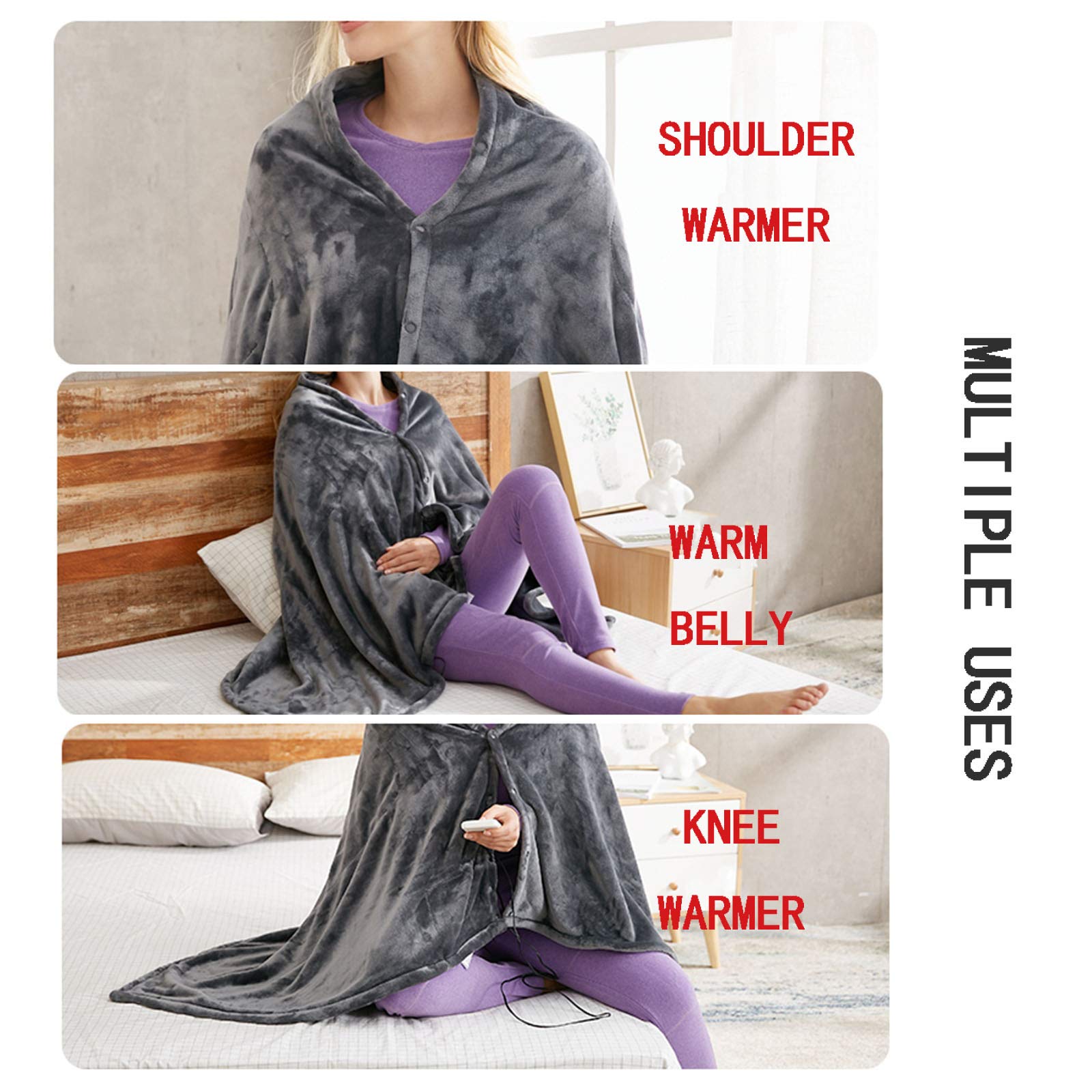 Châle Chauffant Électrique Couverture Chauffante Coussin Respirant USB Châle Chauffé Unisexe