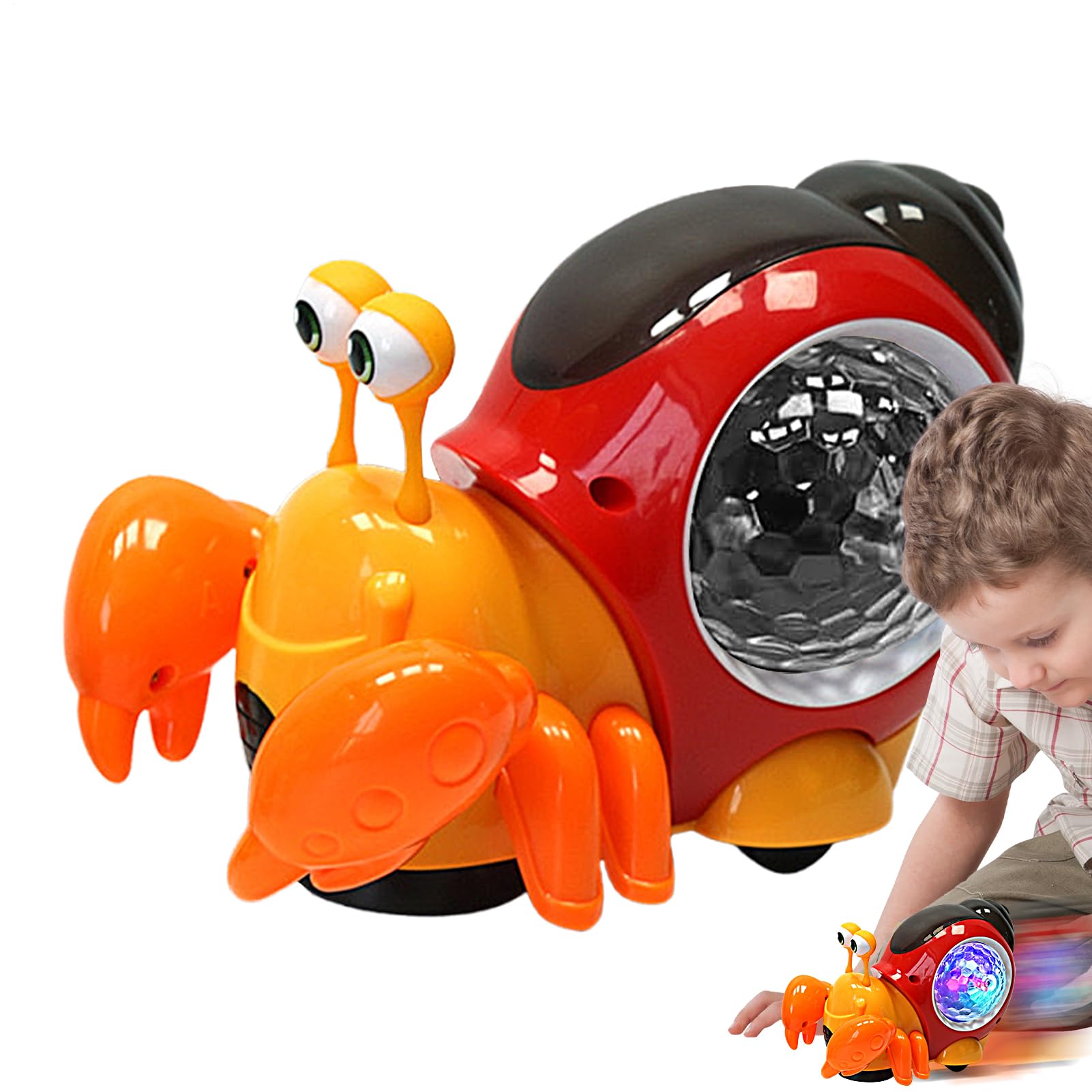 Light-Up Walking Snail Toy Automatically Avoid Obstacles, Musical