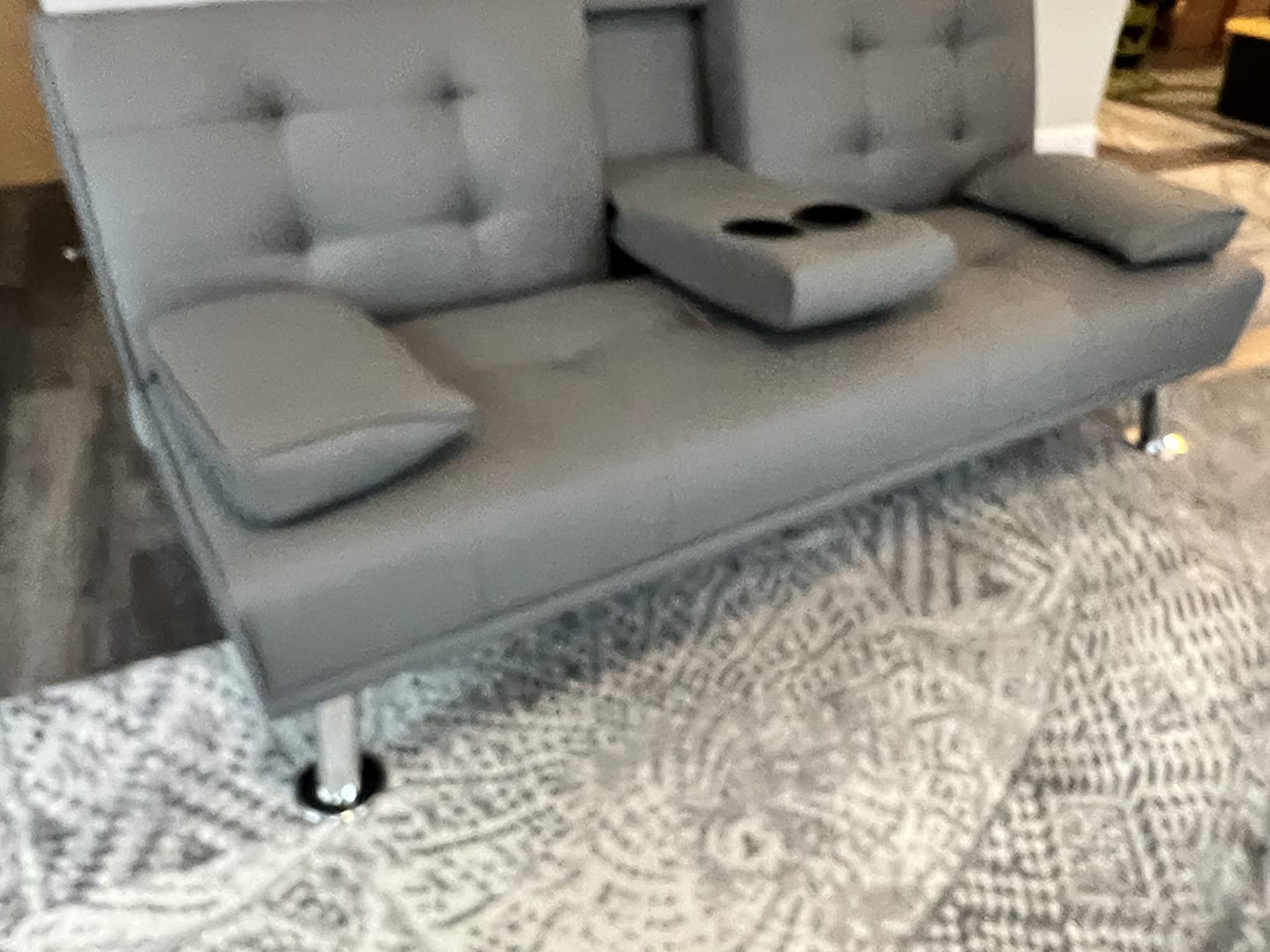 33/mo Finance JUMMICO Faux Leather Upholstered Modern Convertible