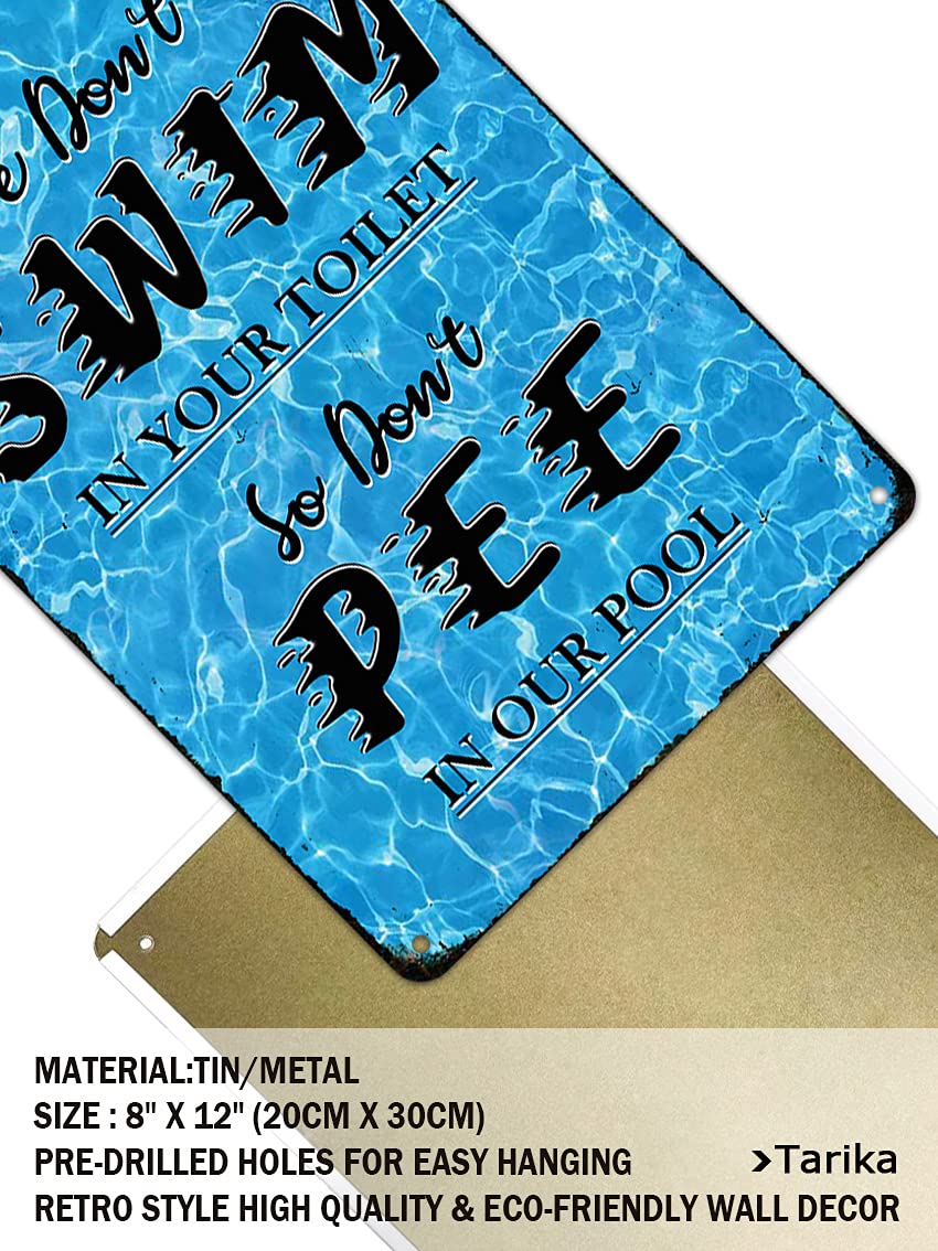 Targa in metallo vintage per piscina, con scritta in inglese Please No Peeing in the Pool, in stile retrò, decorazione da parete per casa, cucina, mare, piscina, recinzione esterna