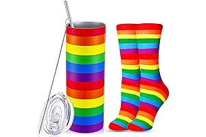 Mumufy 2 Sets Pride Month Socks, Rainbow Flag Novelty Tumbler Set