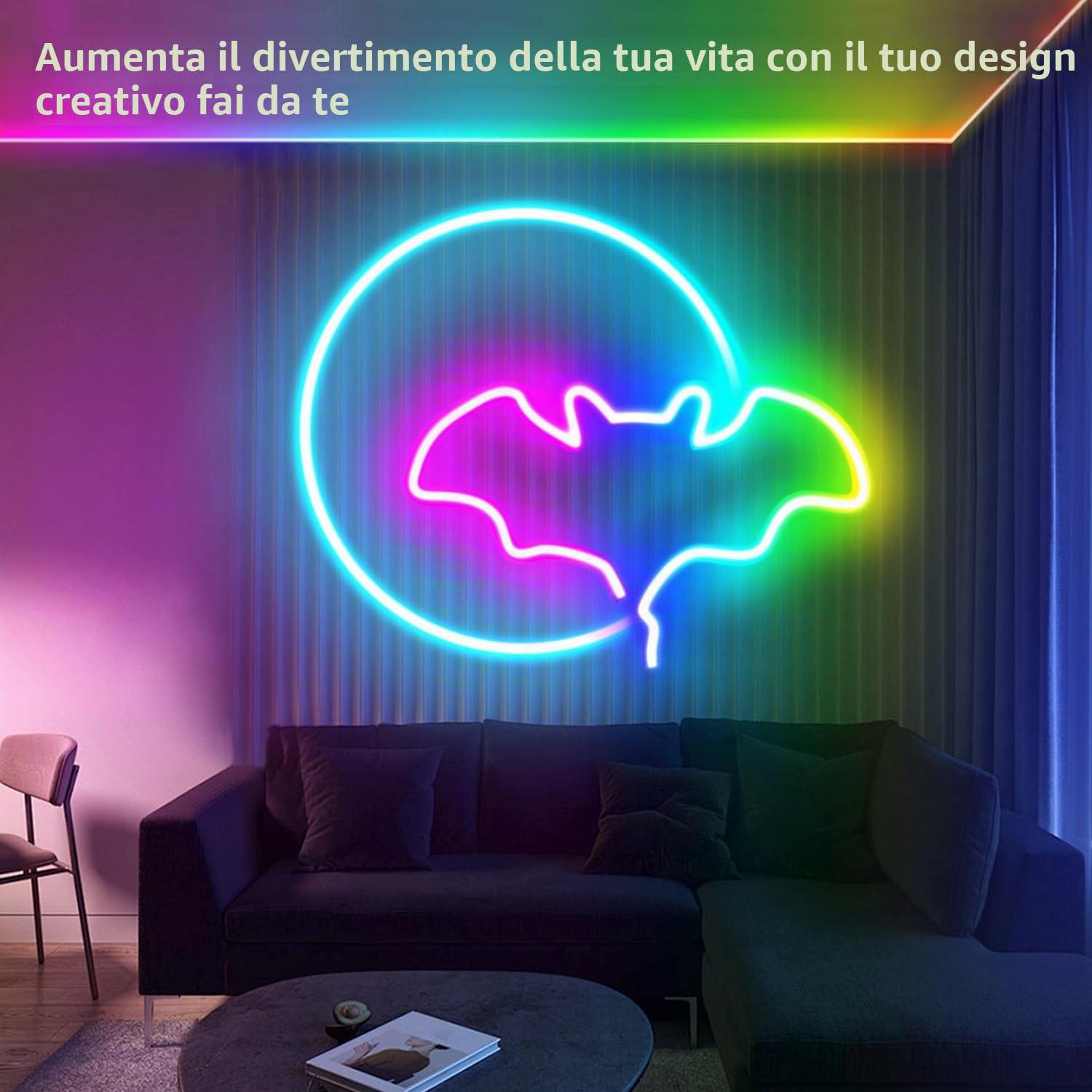 segrass Striscia LED neon da 20 m, con telecomando, controllo app, IP65, impermeabile, flessibile, striscia LED RGB da 24 V, utilizzabile su camera da letto, stanza e decorazione esterna