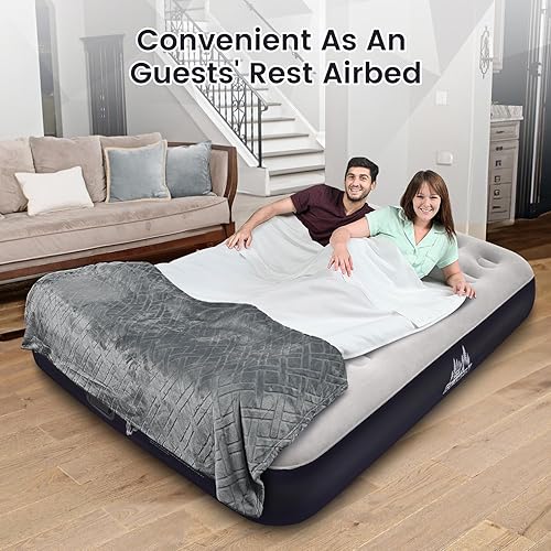 Miniatura 6 de Colchón inflable Queen con bomba de batería integrada de 2500 mAh de 10 pulgadas de altura, colchón inflable de infladodesinflado rápido y fácil