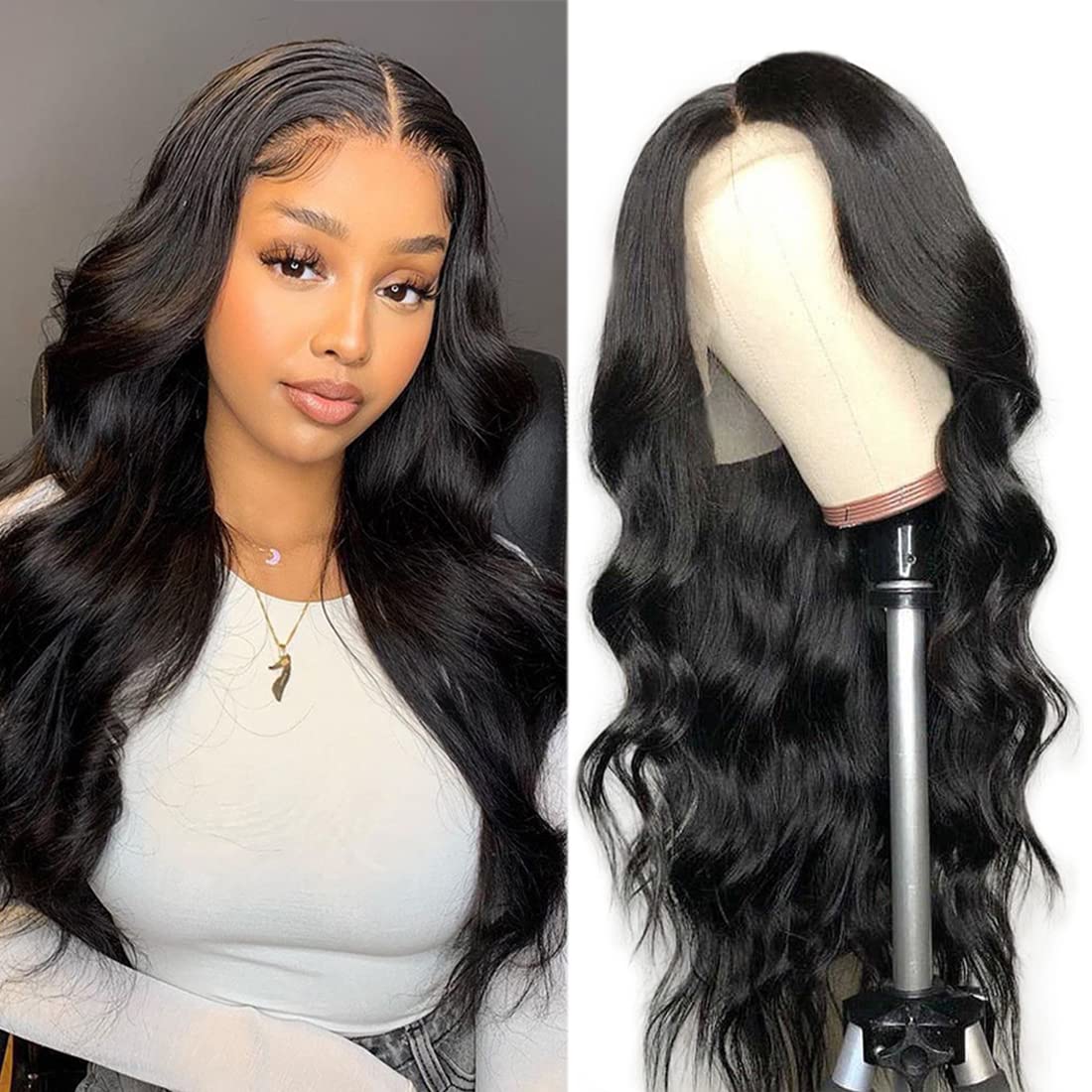 zhanghuaBody Wave Lace Front Wigs Human Hair Pre Plucked with Baby Hair 13x4 HD Transparent Lace Front Human Hair Wigs for Black Women 150% Denisty Glueless Brazilian Body Wave wig Natural Color