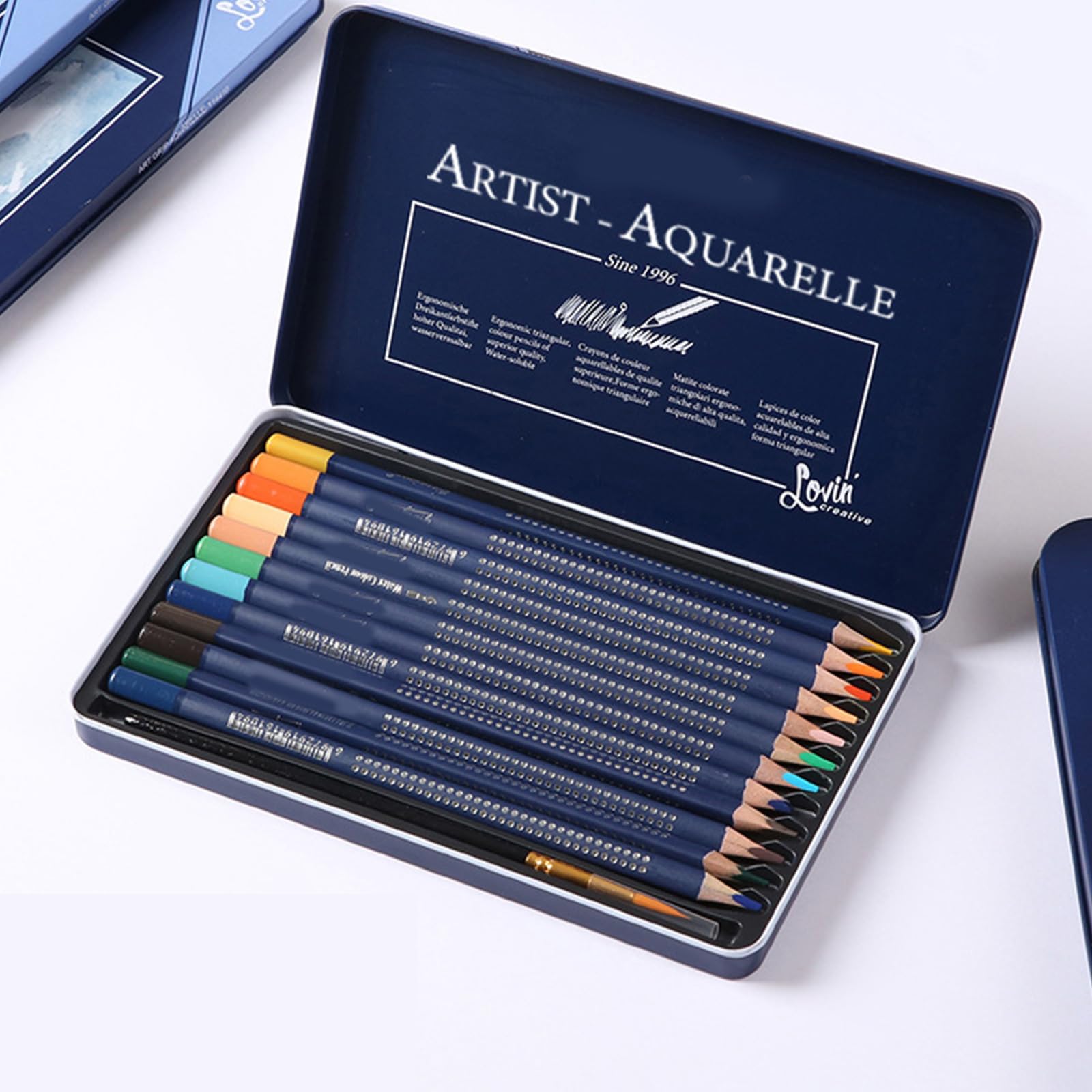 Aquarell-Buntstifte-Set mit Metalletui für Kinder, Erwachsene, Künstler, Skizzieren, vorgespitzter Buntstift mit Pinsel, professionelle Künstlerstifte