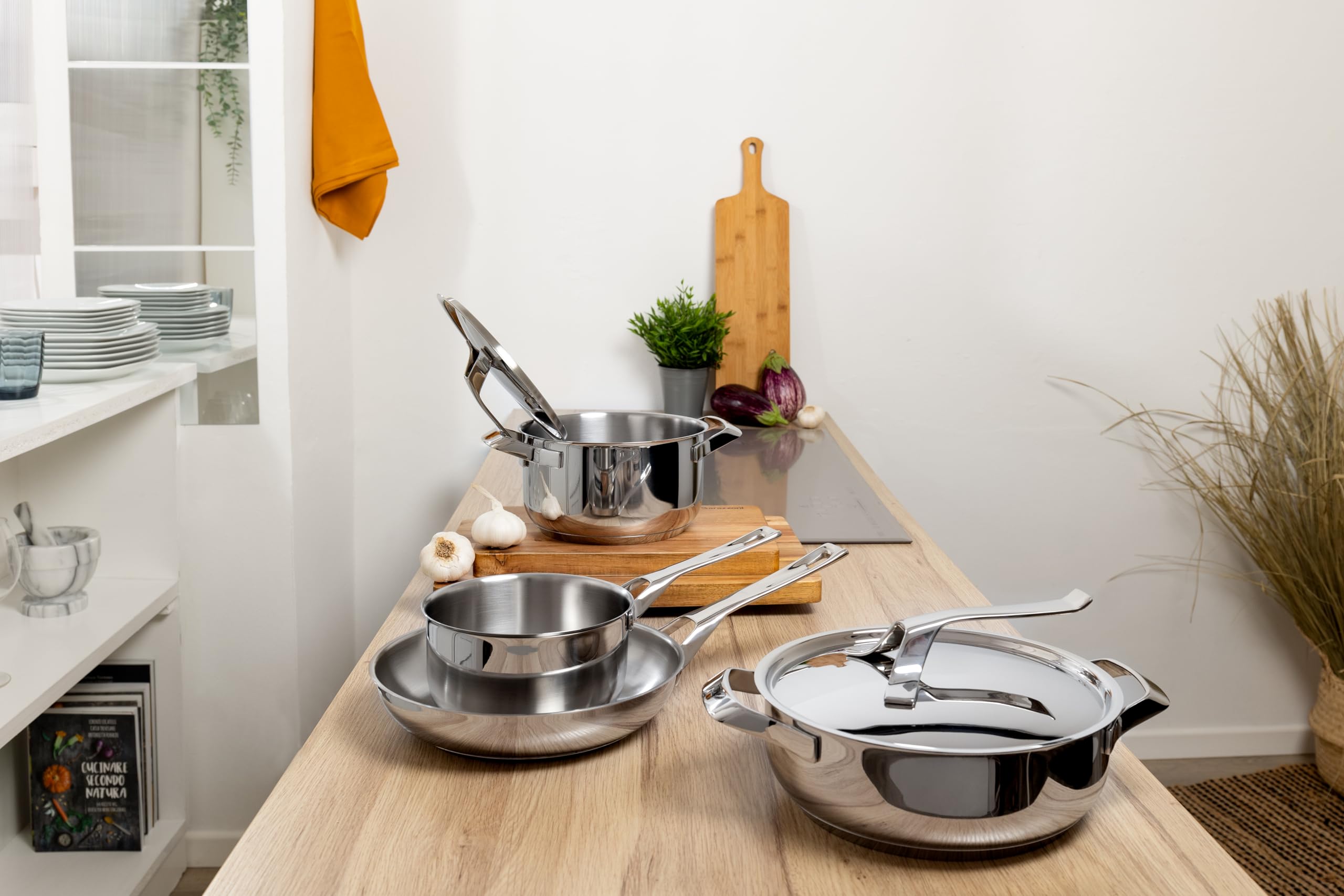 バラゾーニ 18-10 マイレディ ソテーパン 蓋付 24cm 訳あり バラゾーニ 耐熱ガラス蓋付 18-10 マイレディ ソテーパン IH