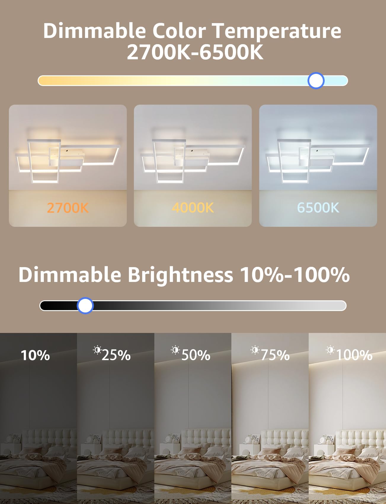 Aigostar Plafoniera Led Soffitto Dimmerabile, Plafoniera LED Moderno 4400 LM, 2700-6500 K, Lampada Da Soffitto con Controllo Remoto per Soggiorno, Camera da Letto, Sala Jantar