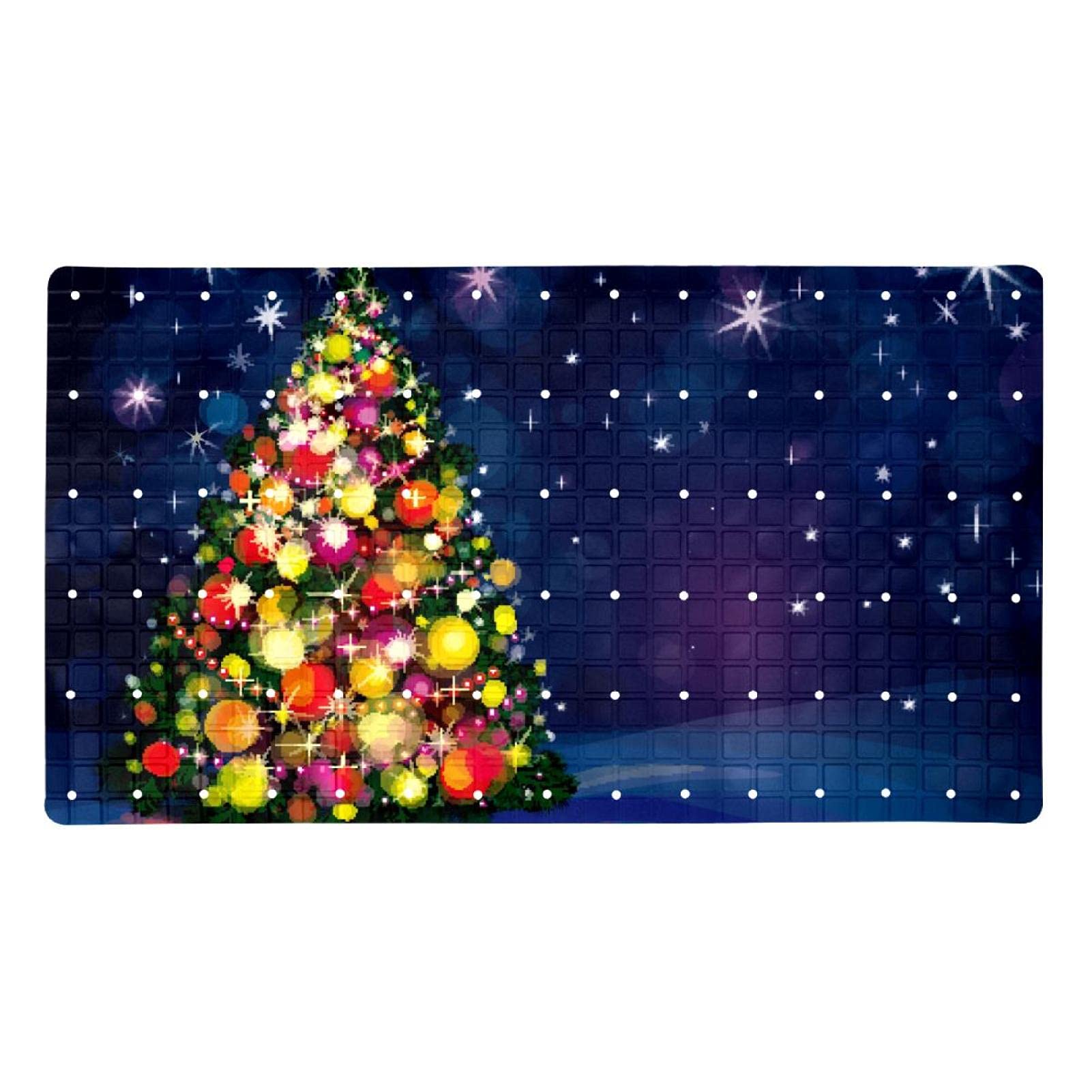 Tapis de douche en PVC avec ventouses sapin de Noël anti-dérapant 53x53 cm
