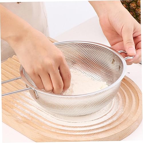 Miniatura 8 de Housoutil Cesta de drenaje de acero inoxidable Colador de metal Cestas de colador de acero inoxidable con mango Cuenca de drenaje de frutas Colador